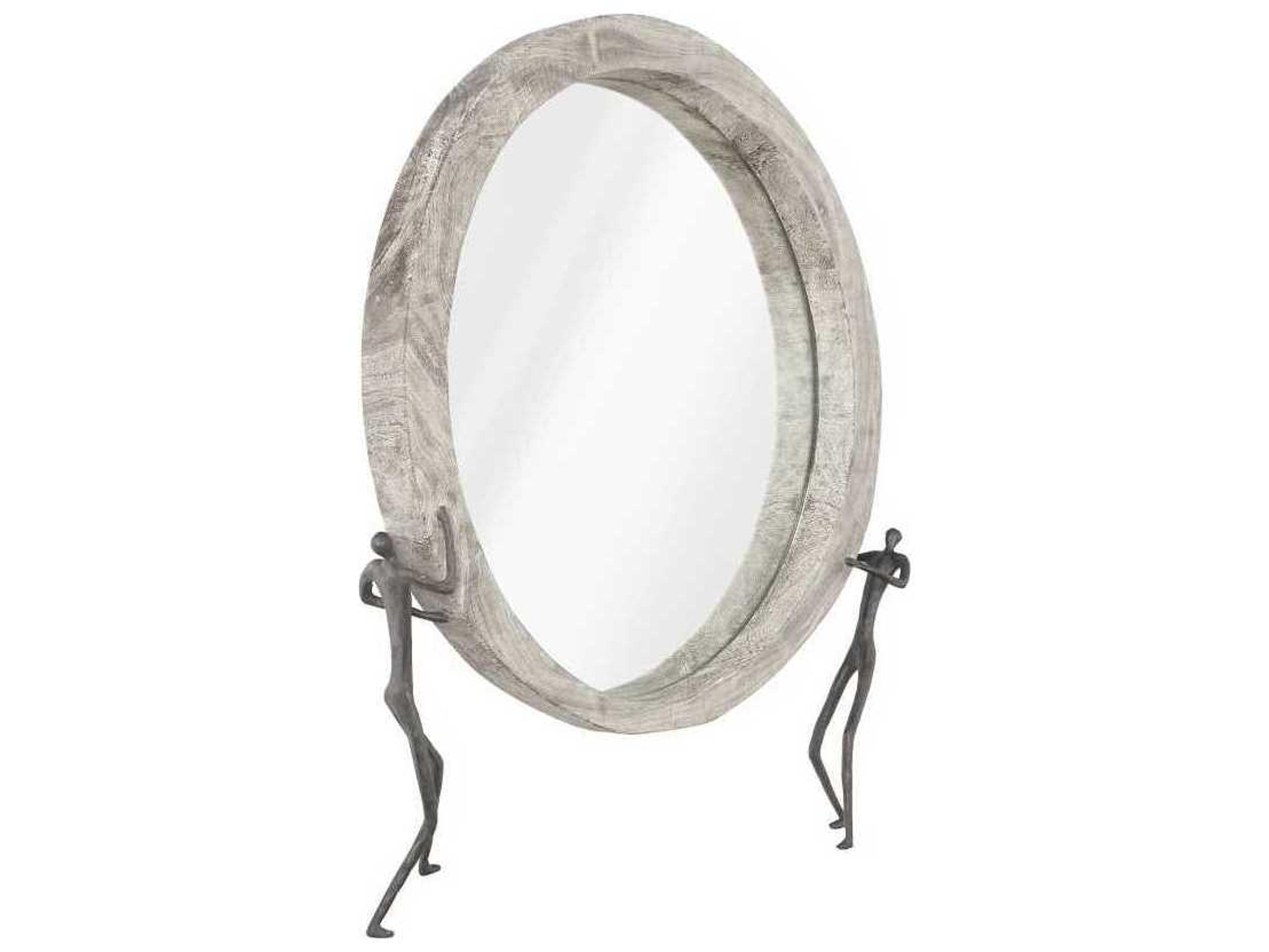 Phillips Collection Gray Stone / Black Round Wall Mirror