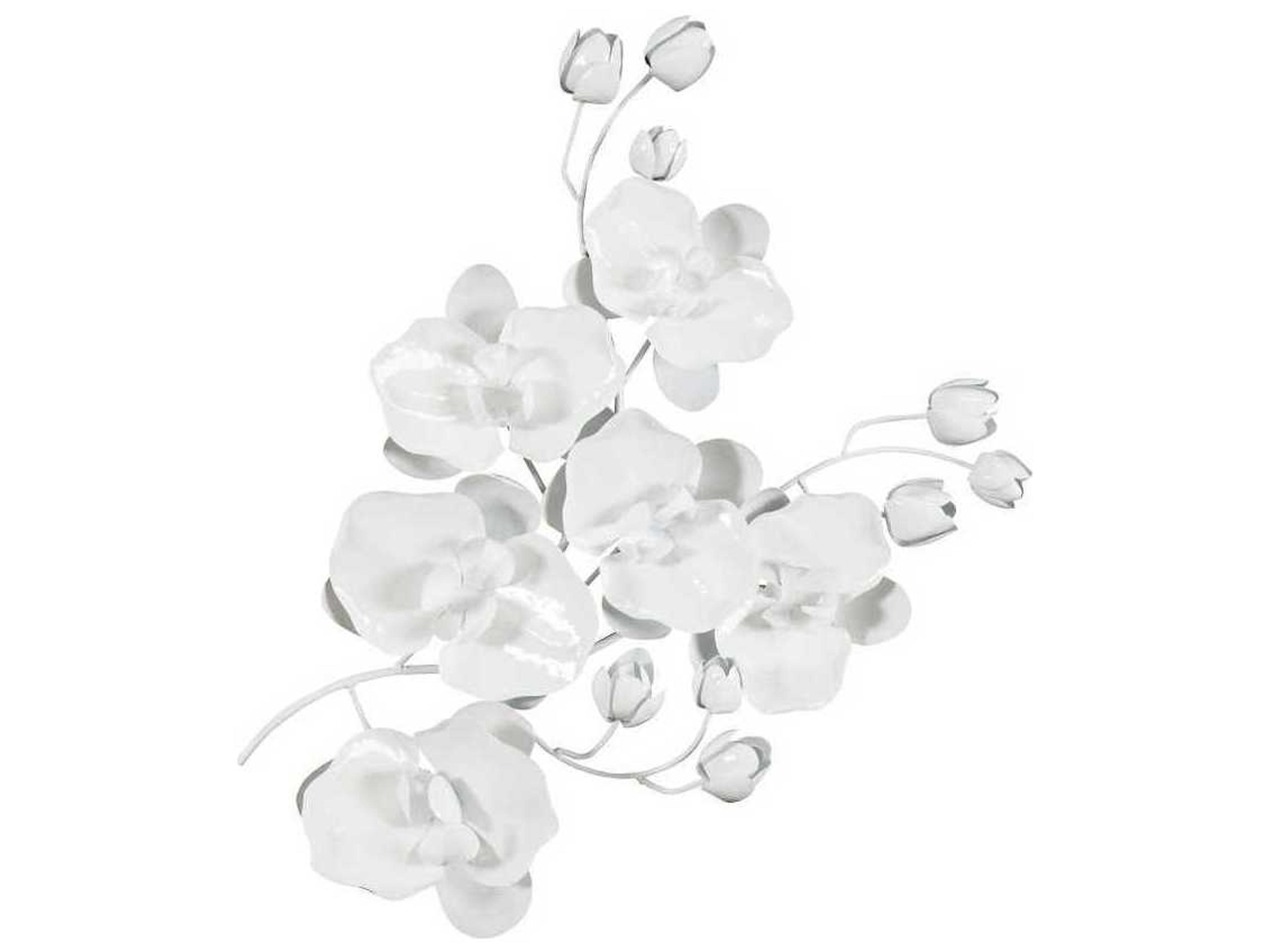 Luxecor Orchid Sprig White Metal Wall Art