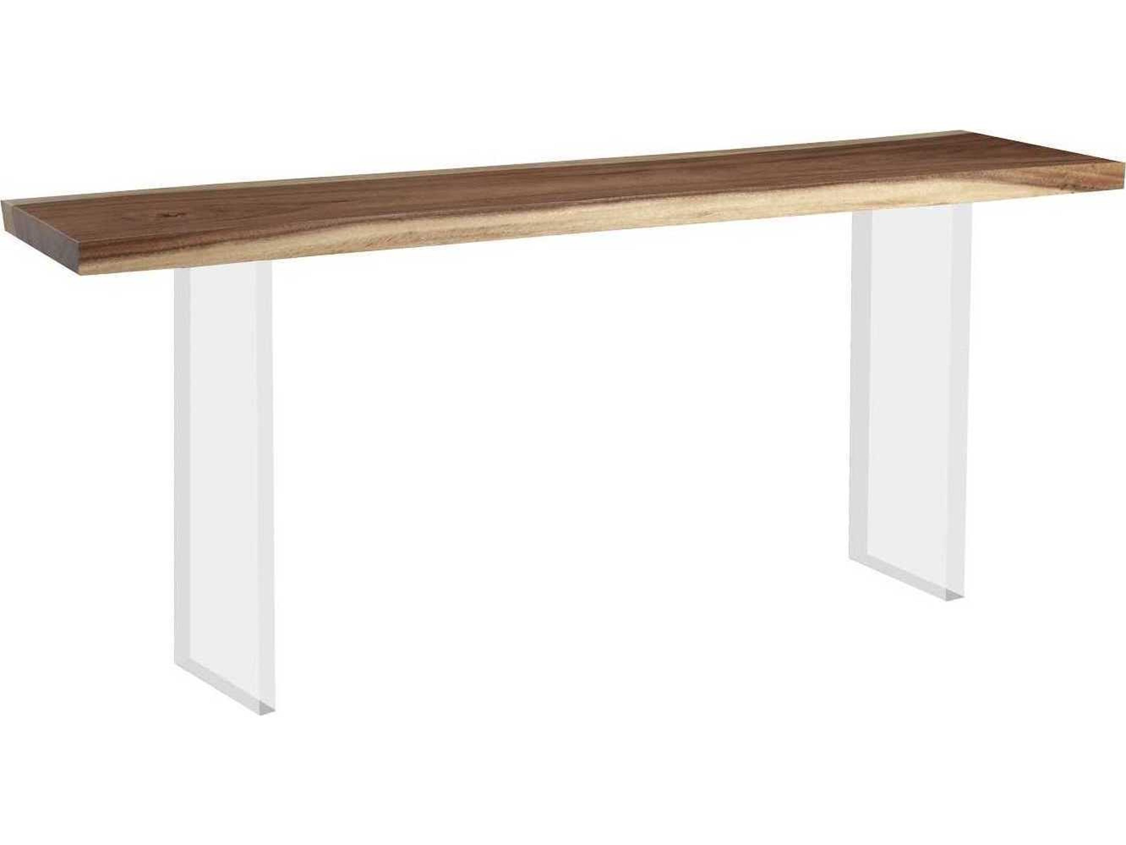 Rectangular Wood Natural Acrylic Console Table