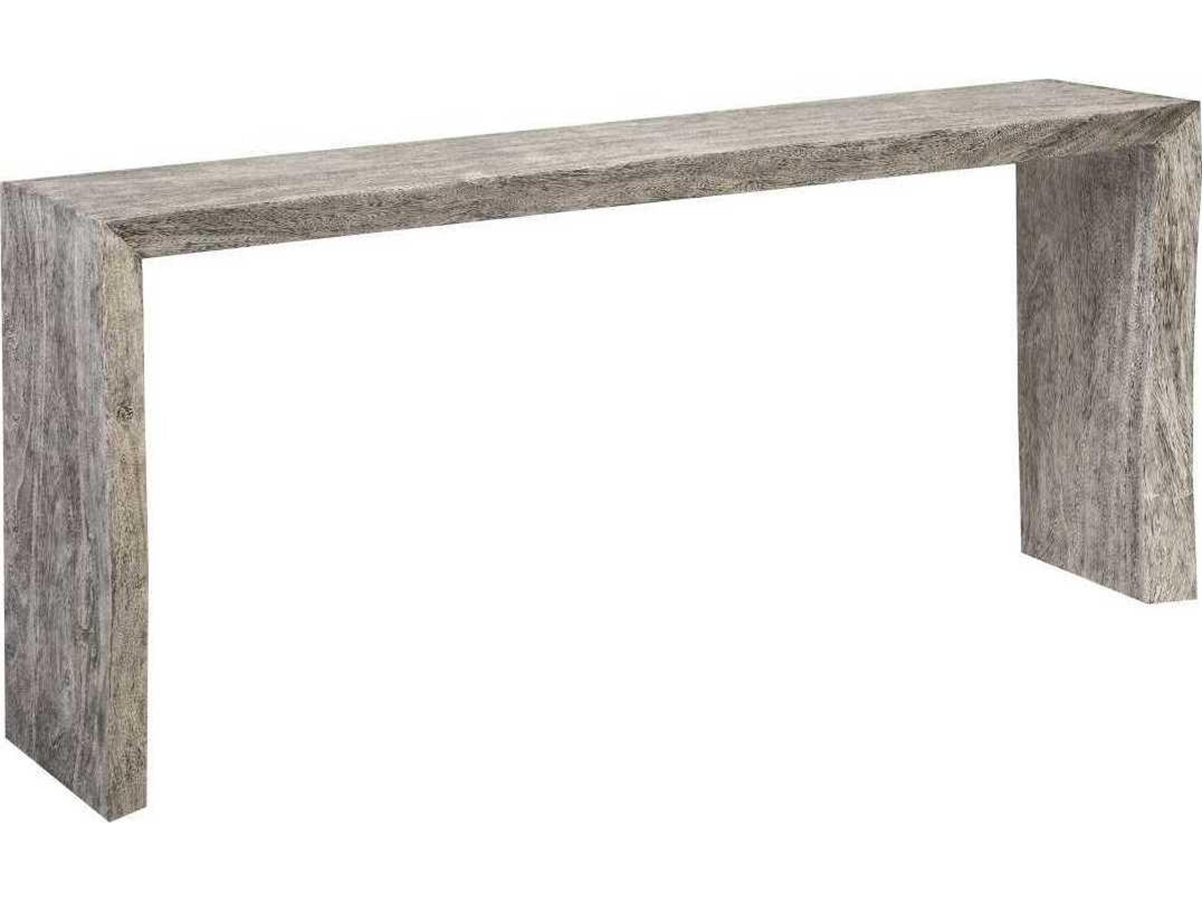 Rectangular Wood Gray Stone Console Table