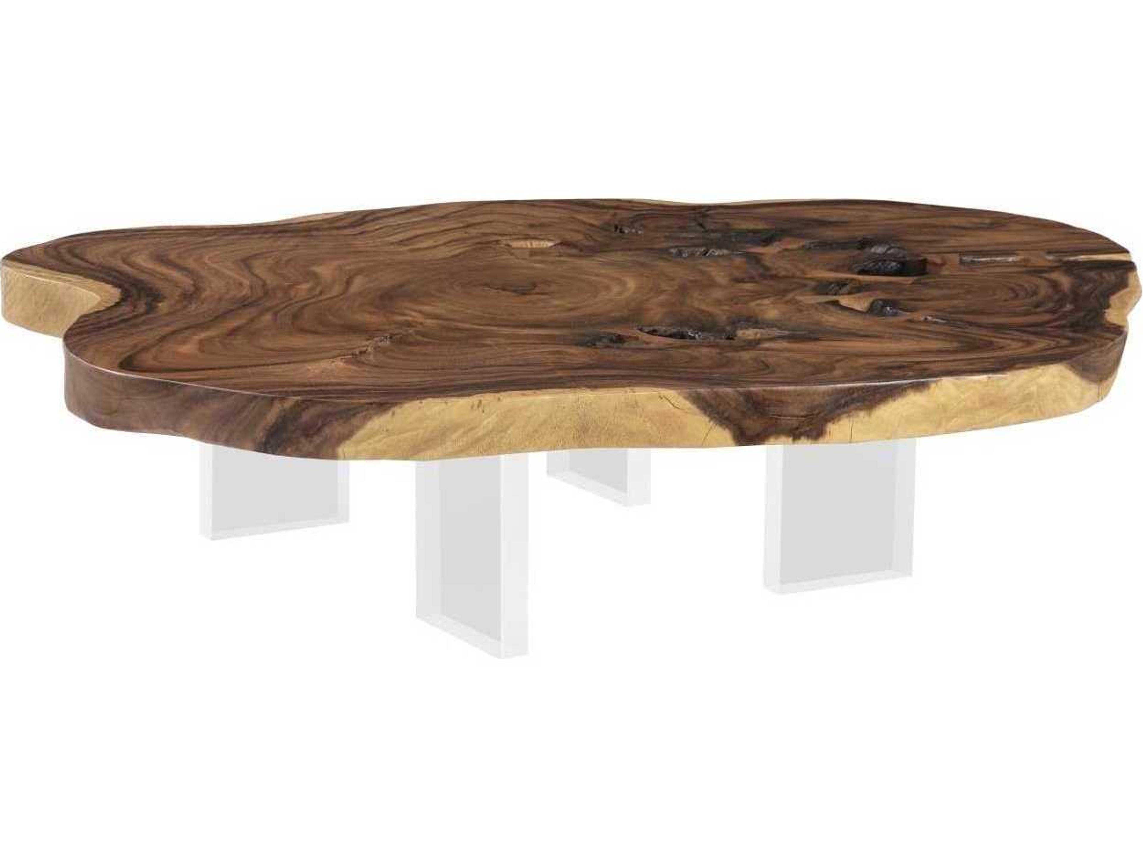 Floating Coffee Table Natural Chamcha Wood Acrylic Legs