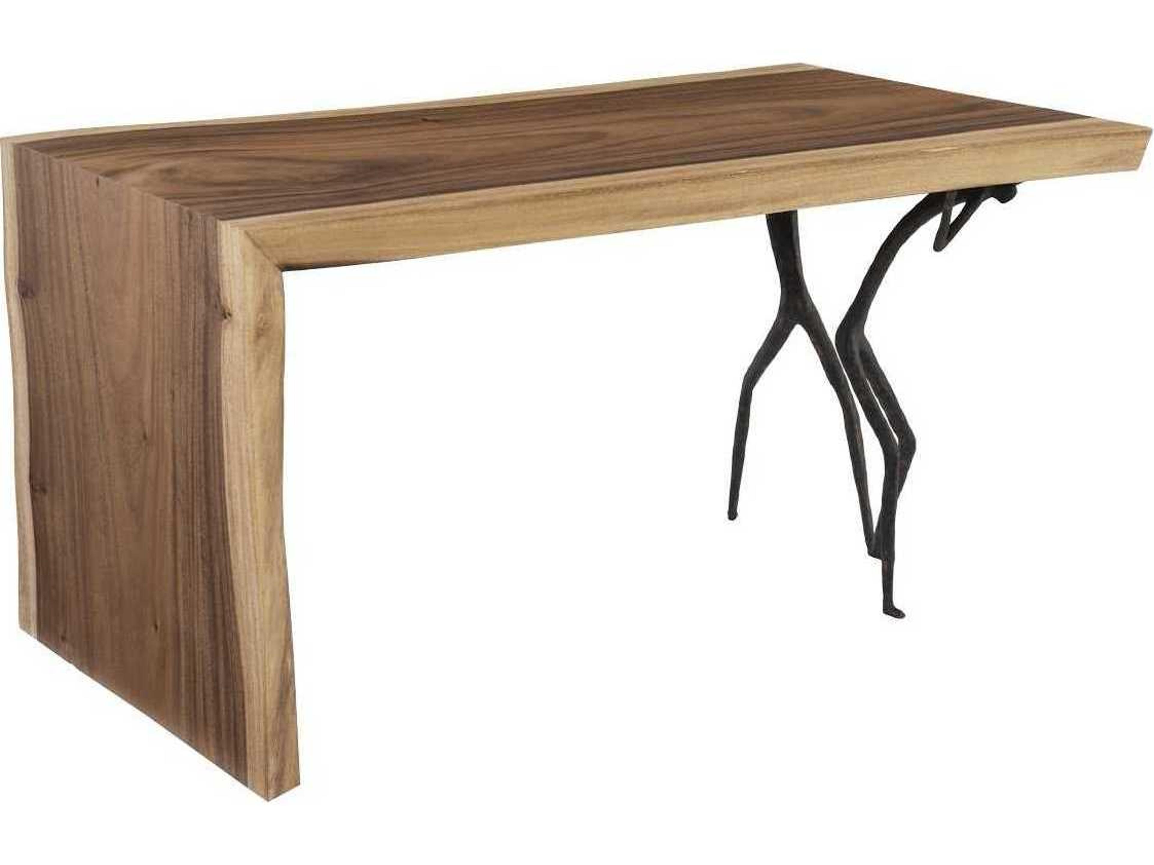 Phillips Collection Natural Waterfall Black Acacia Wood Desk Shell Writing