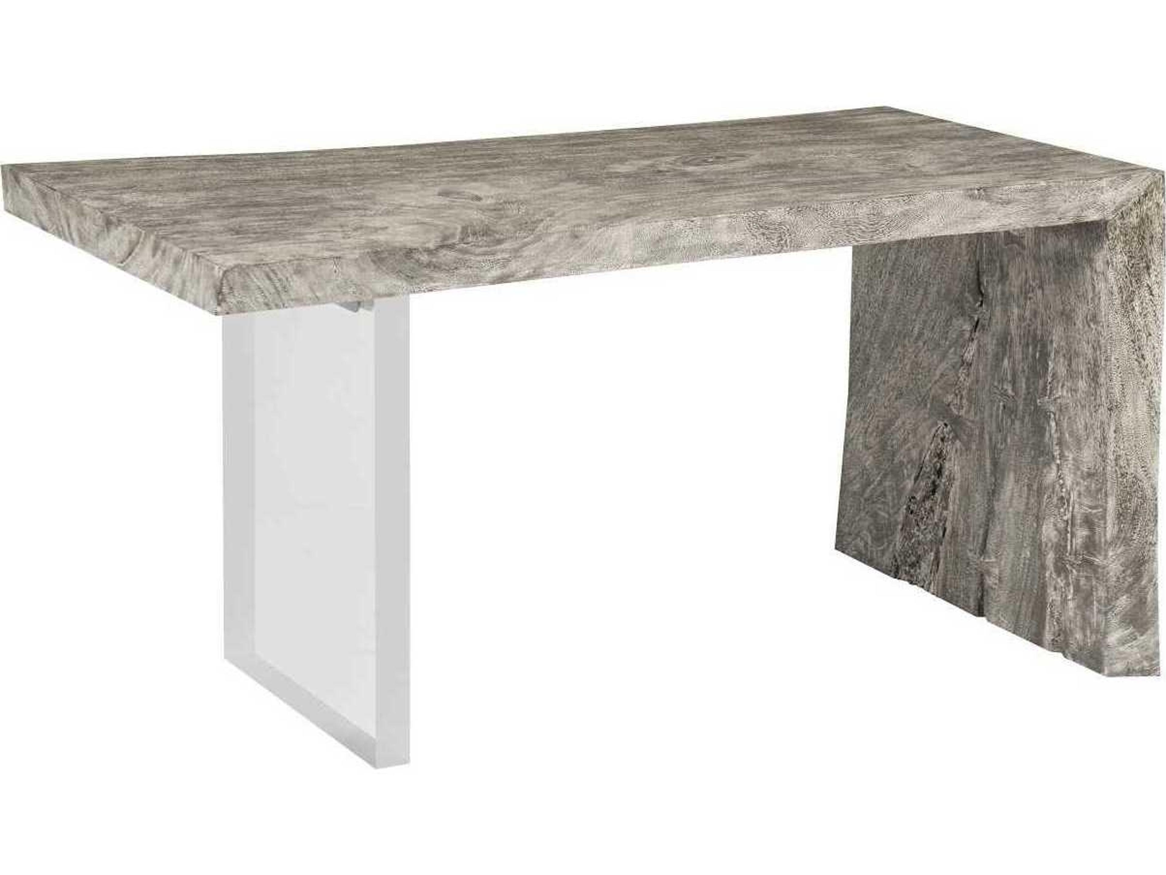 Gray Stone Acrylic Acacia Wood Desk Shell Writing