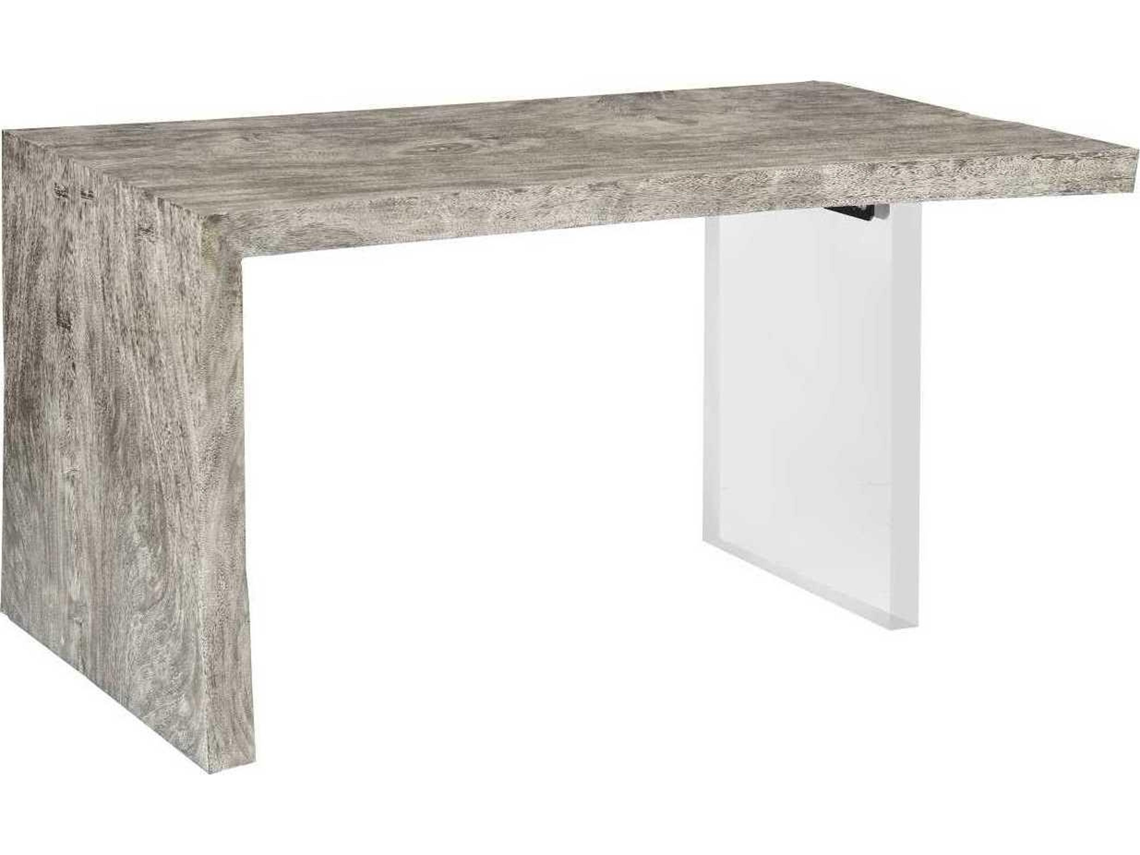 Phillips Collection Gray Stone Acrylic Acacia Wood Desk Shell Writing