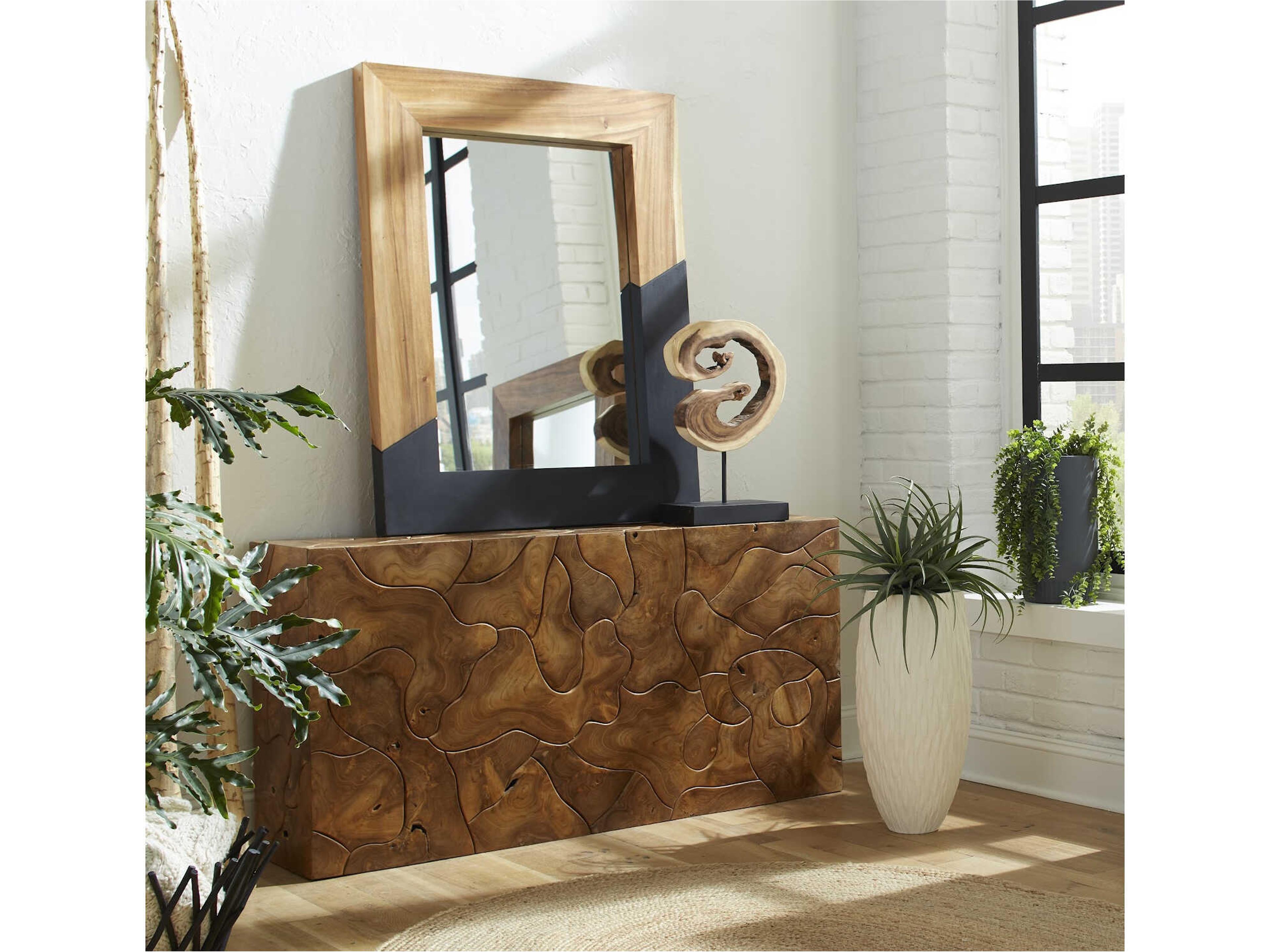 Phillips Collection Natural / Black Rectangular Wall Mirror