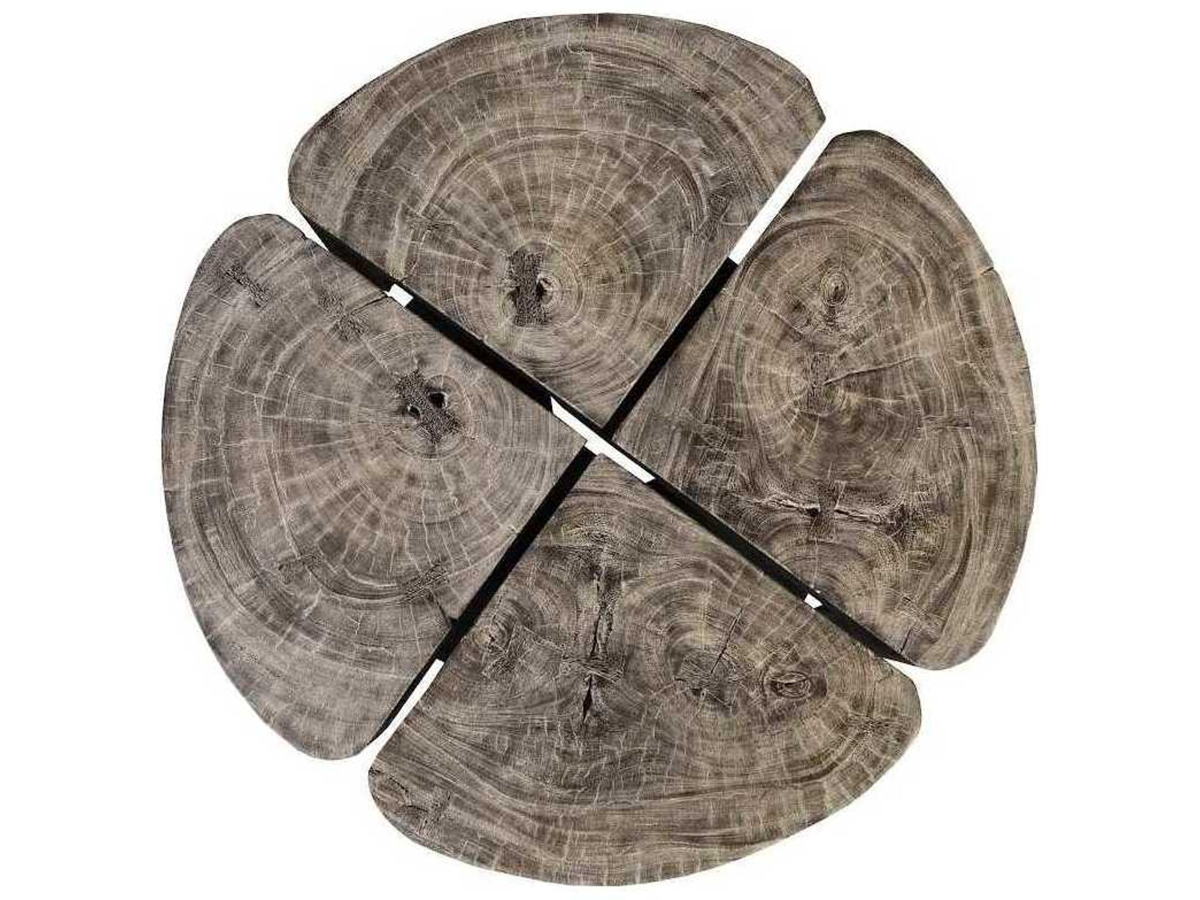 Phillips Collection Round Wood Gray Stone Coffee Table