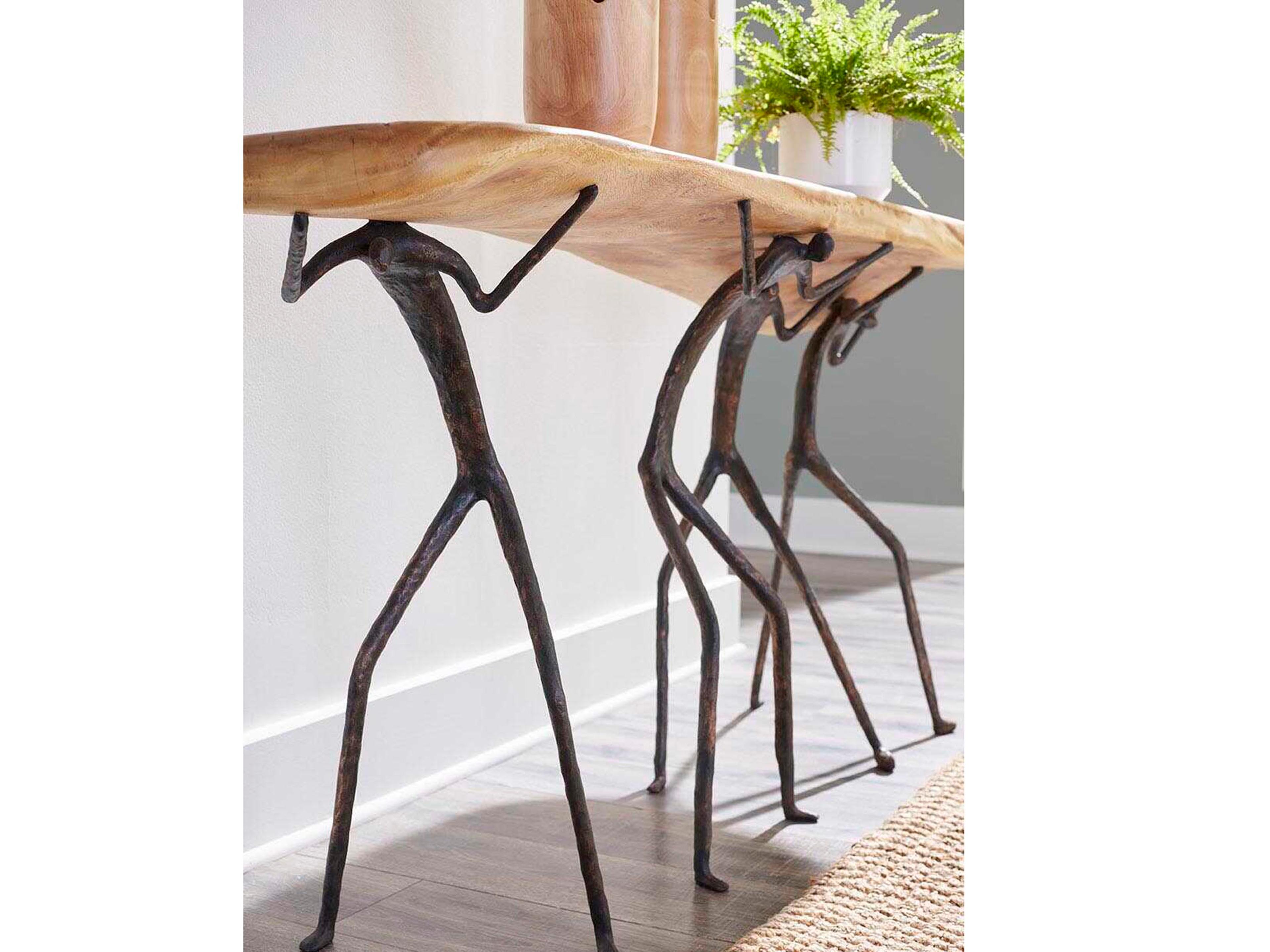 Phillips Collection Sustainable Designs Atlas Wood Natural Brown Black Console Table