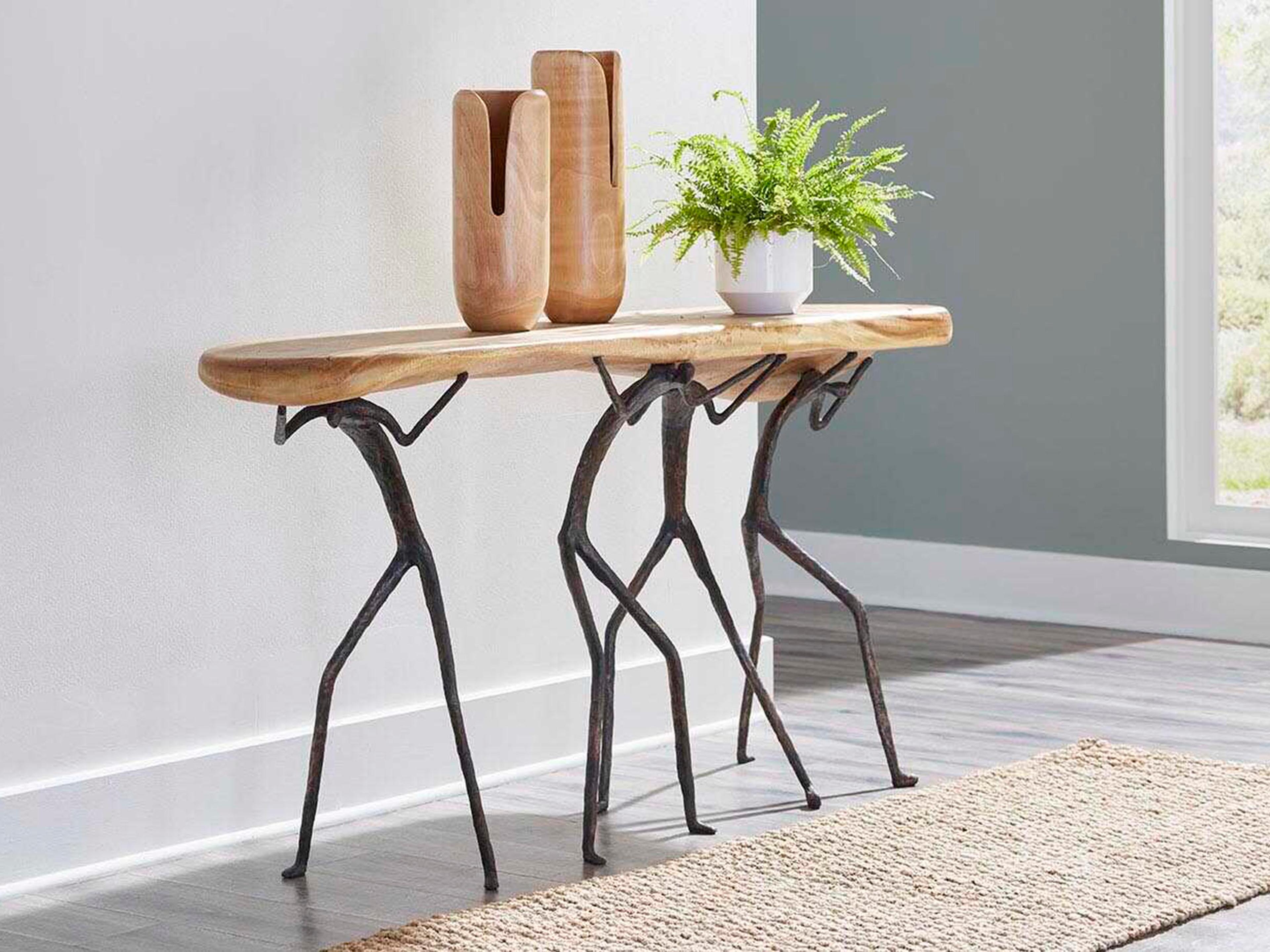 Phillips Collection Sustainable Designs Atlas Wood Natural Brown Black Console Table