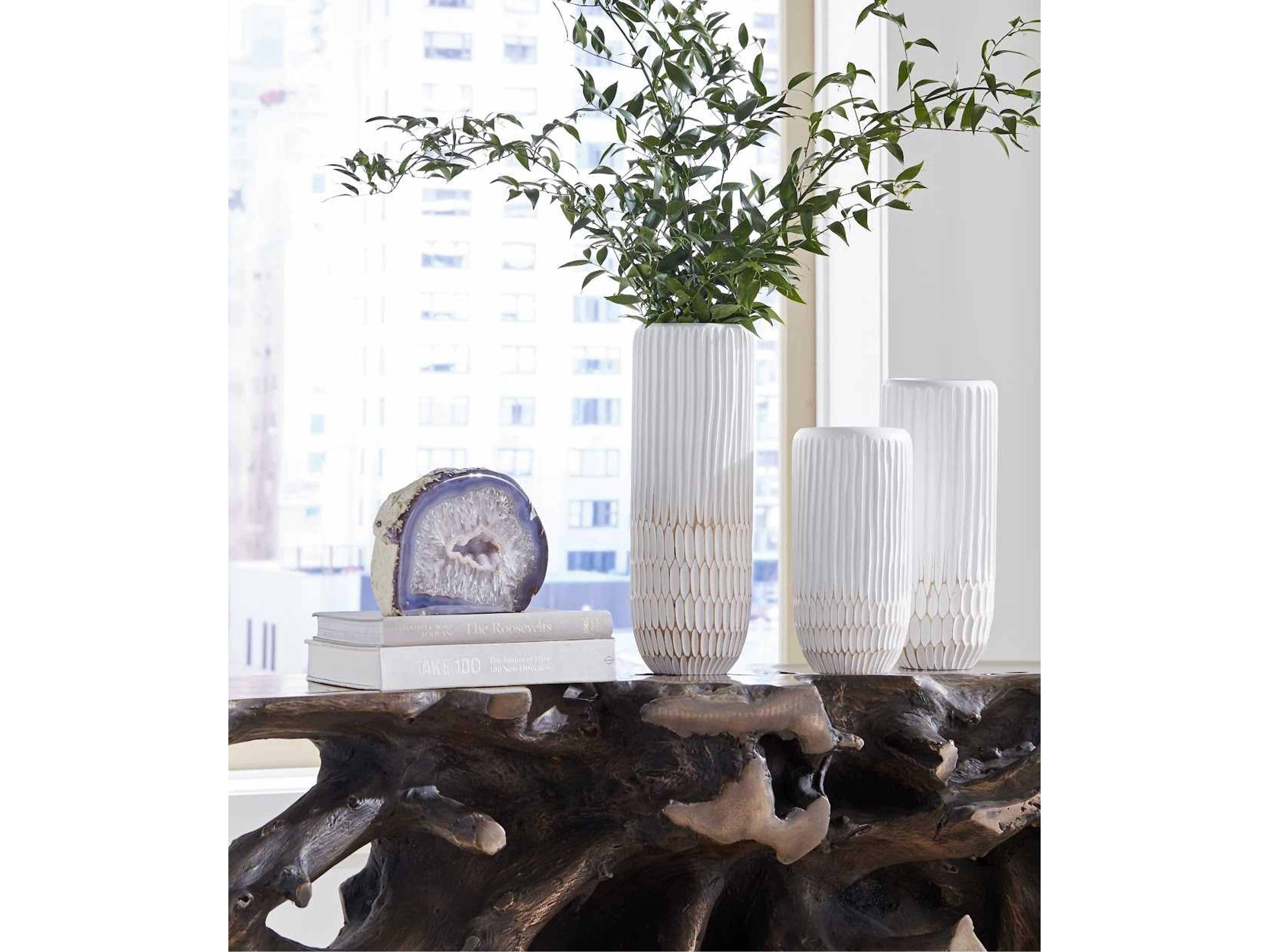 Phillips Collection White 15" High Lacuna Vase