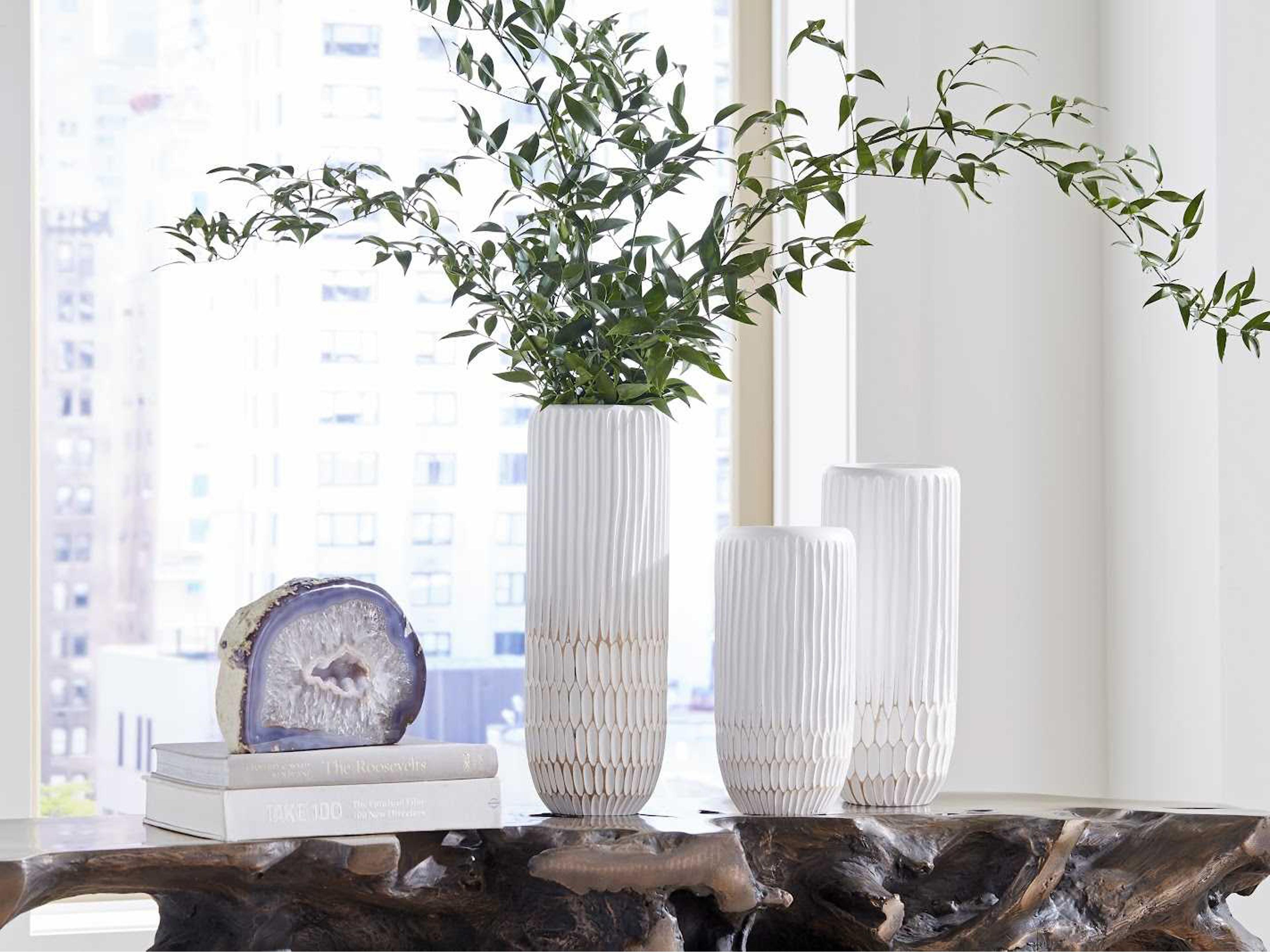 Phillips Collection White 15" High Lacuna Vase