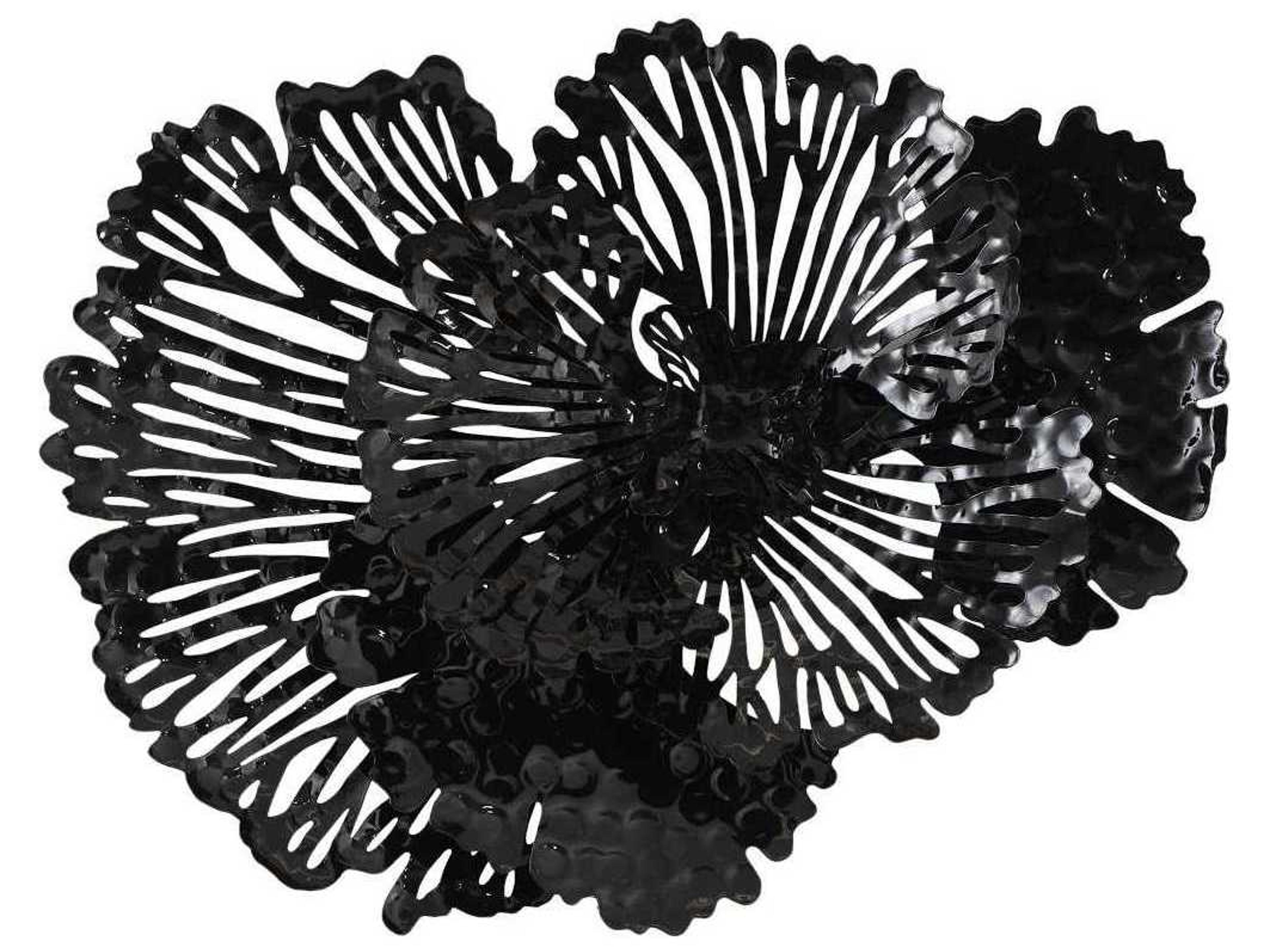 Flower Metal Wall Art Black 25-inch