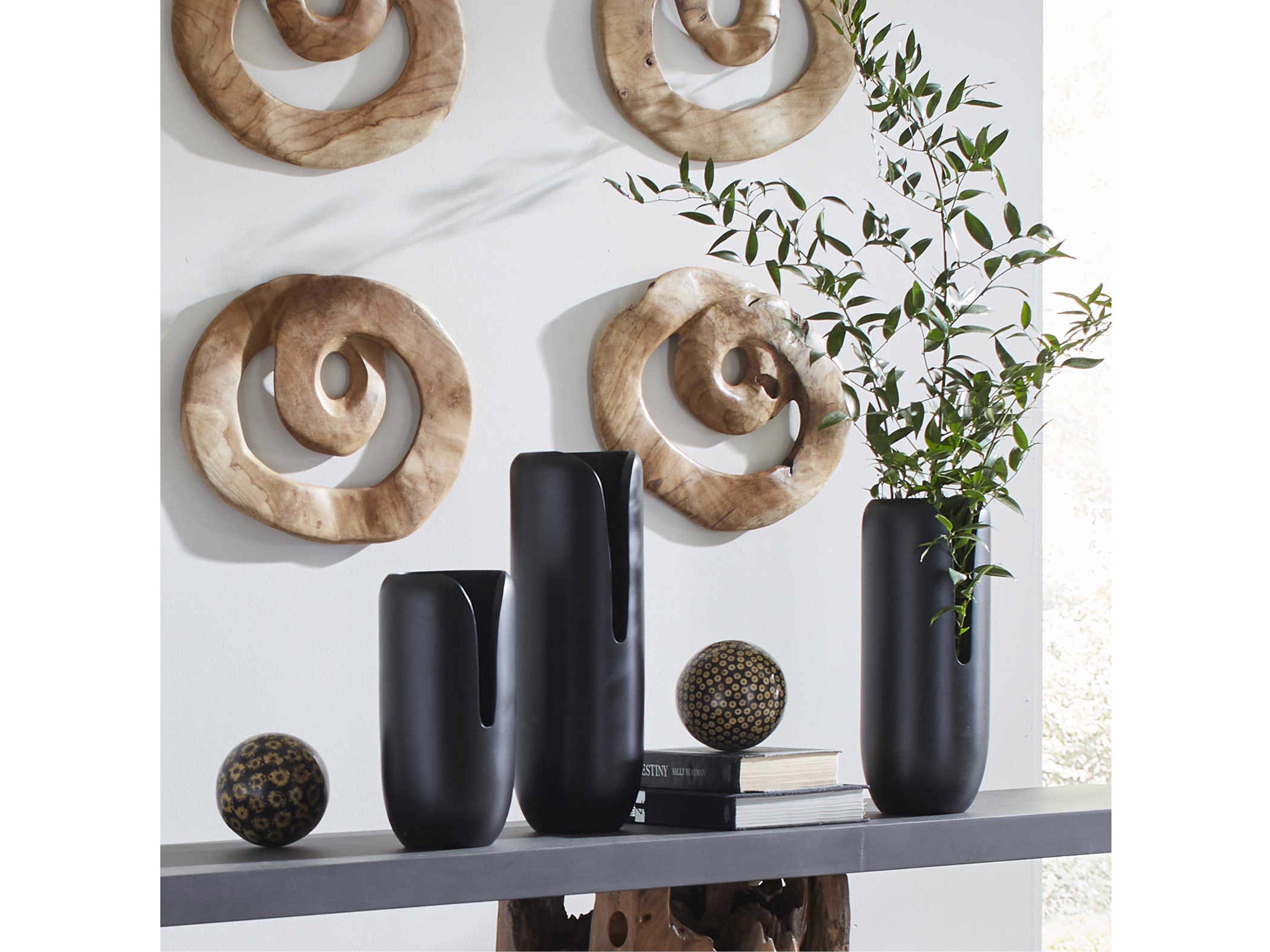 Phillips Collection Black 15" High Interval Wood Vase