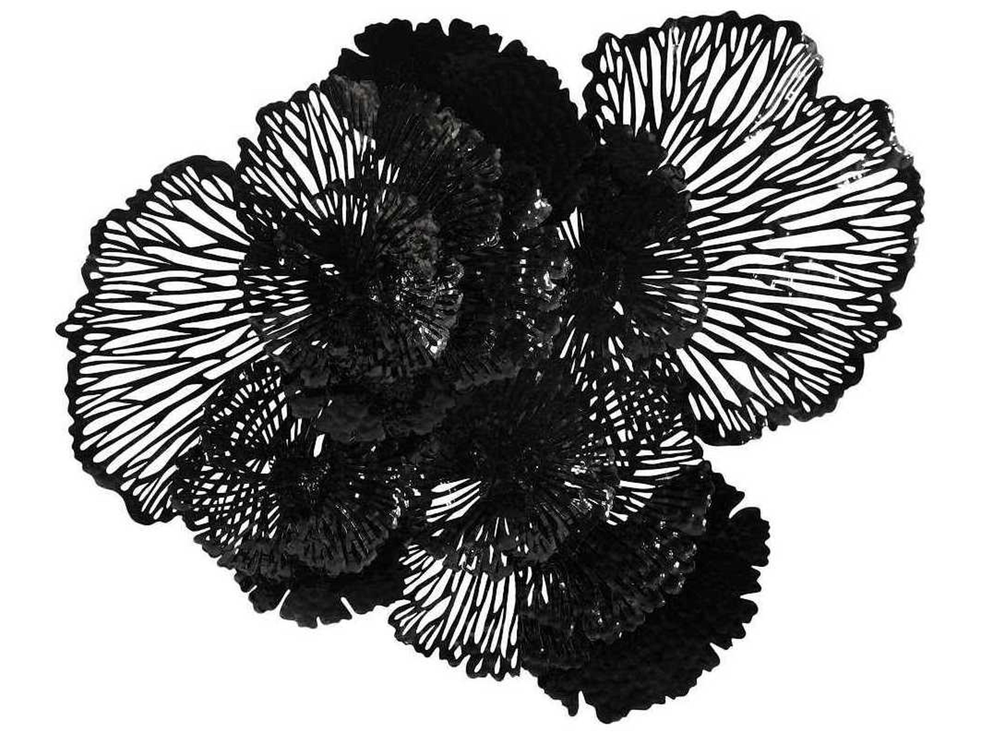Flower Wall Art Large Black Metal Decor