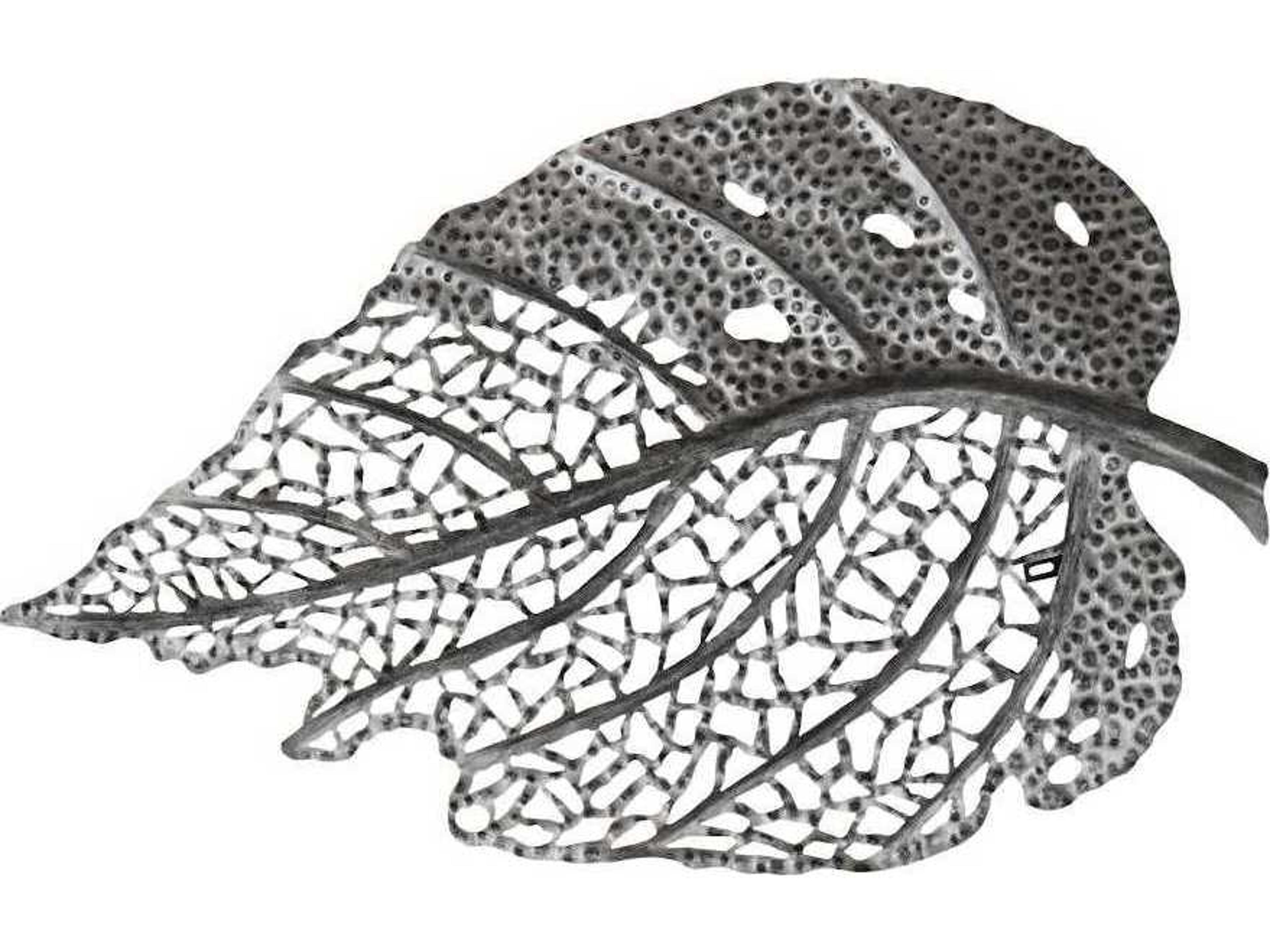 Antique Silver Matte Lacquer 40" Birch Leaf Metal Wall Art