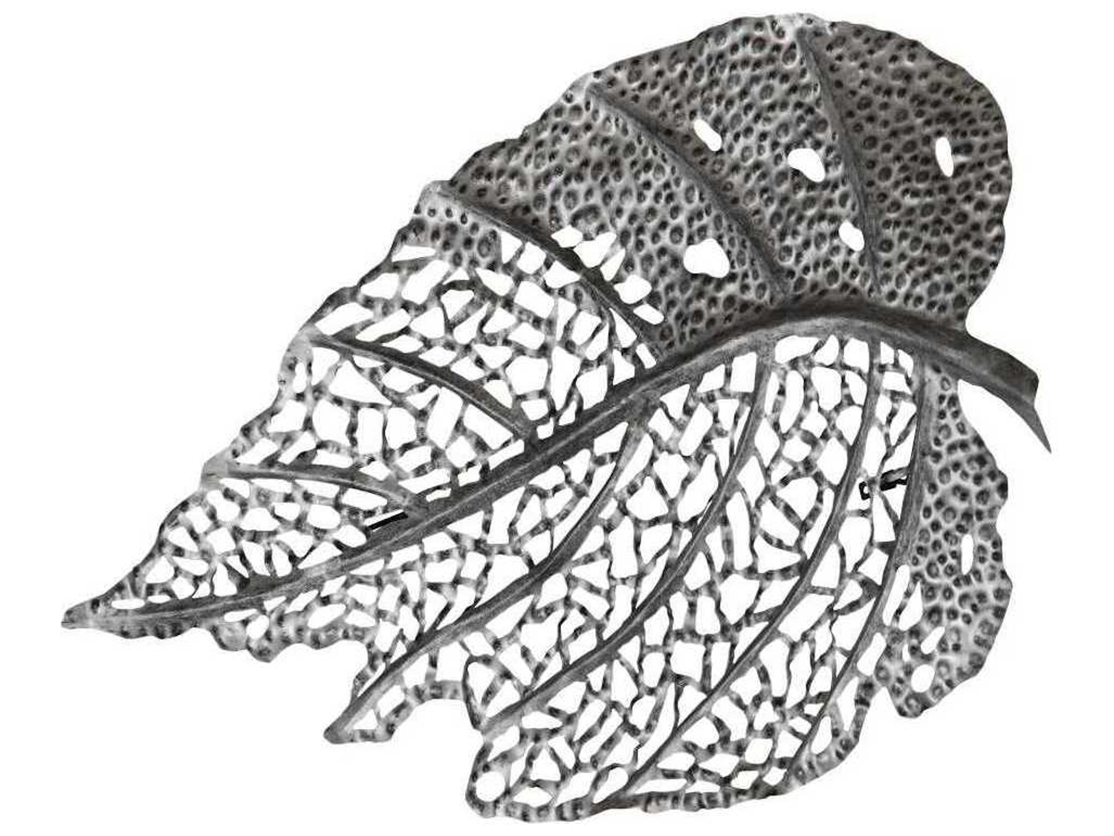 Phillips Collection Antique Silver Matte Lacquer 40" Birch Leaf Metal Wall Art
