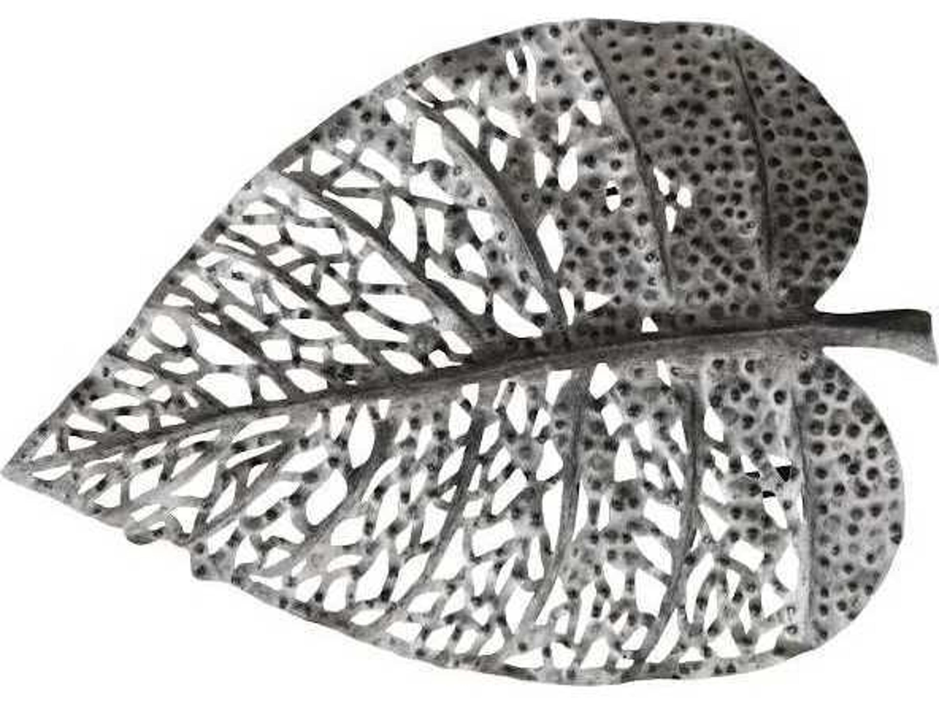 Silver Matte Lacquer 13" Birch Leaf Metal Wall Art