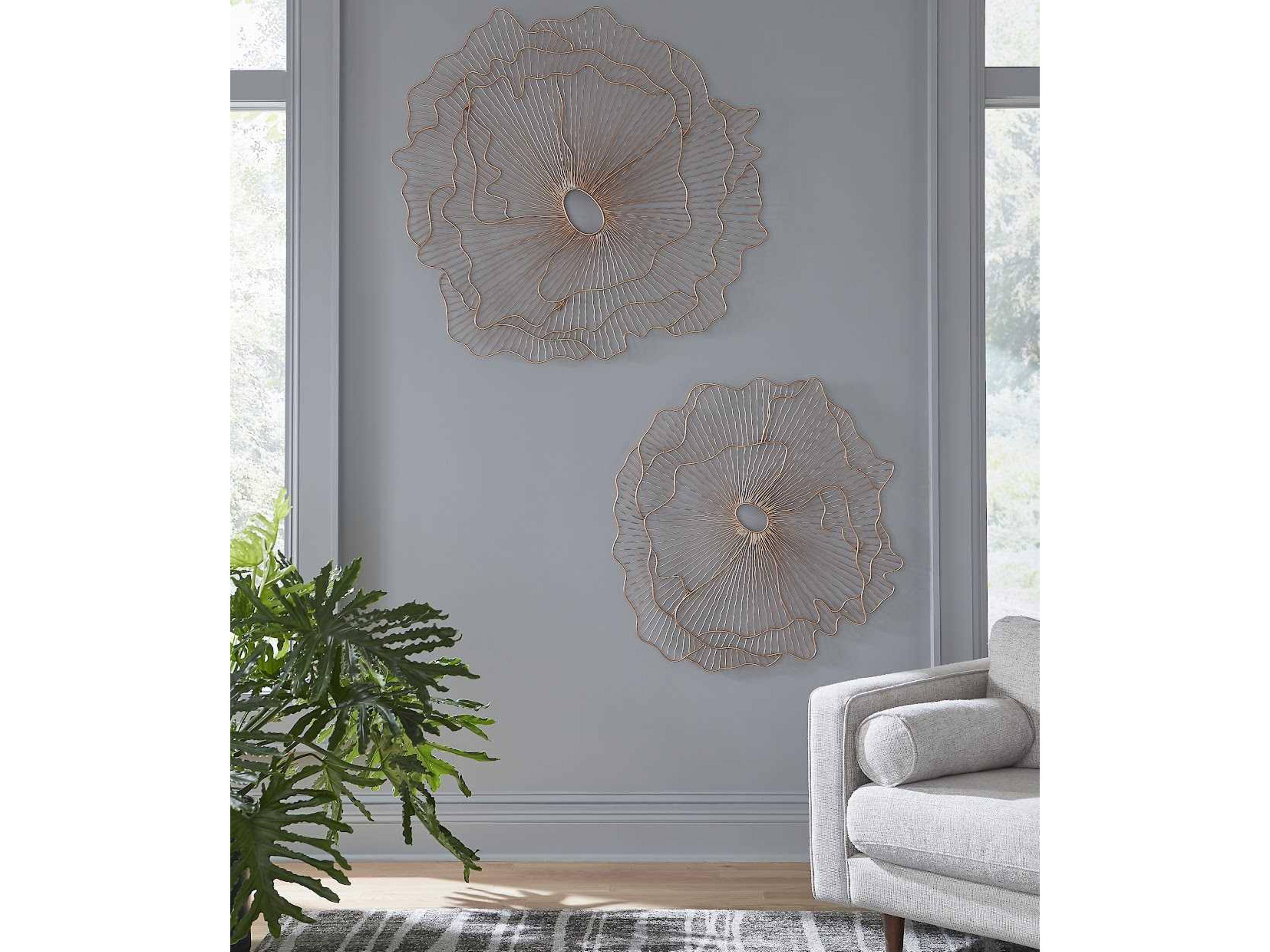 Phillips Collection Copper Matte Lacquer Poppy Flower Metal Wall Art