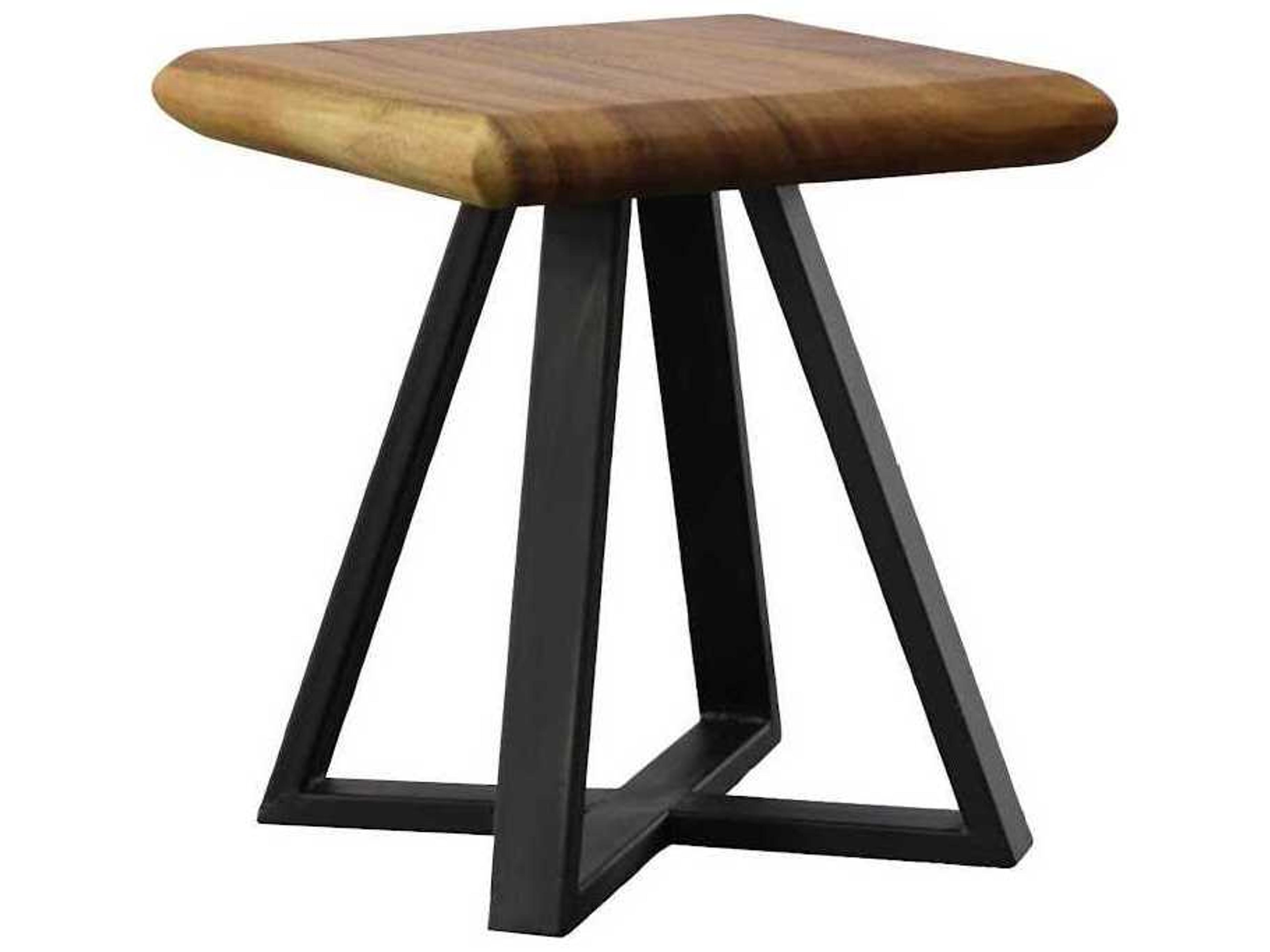 Square Wood Natural Black End Table
