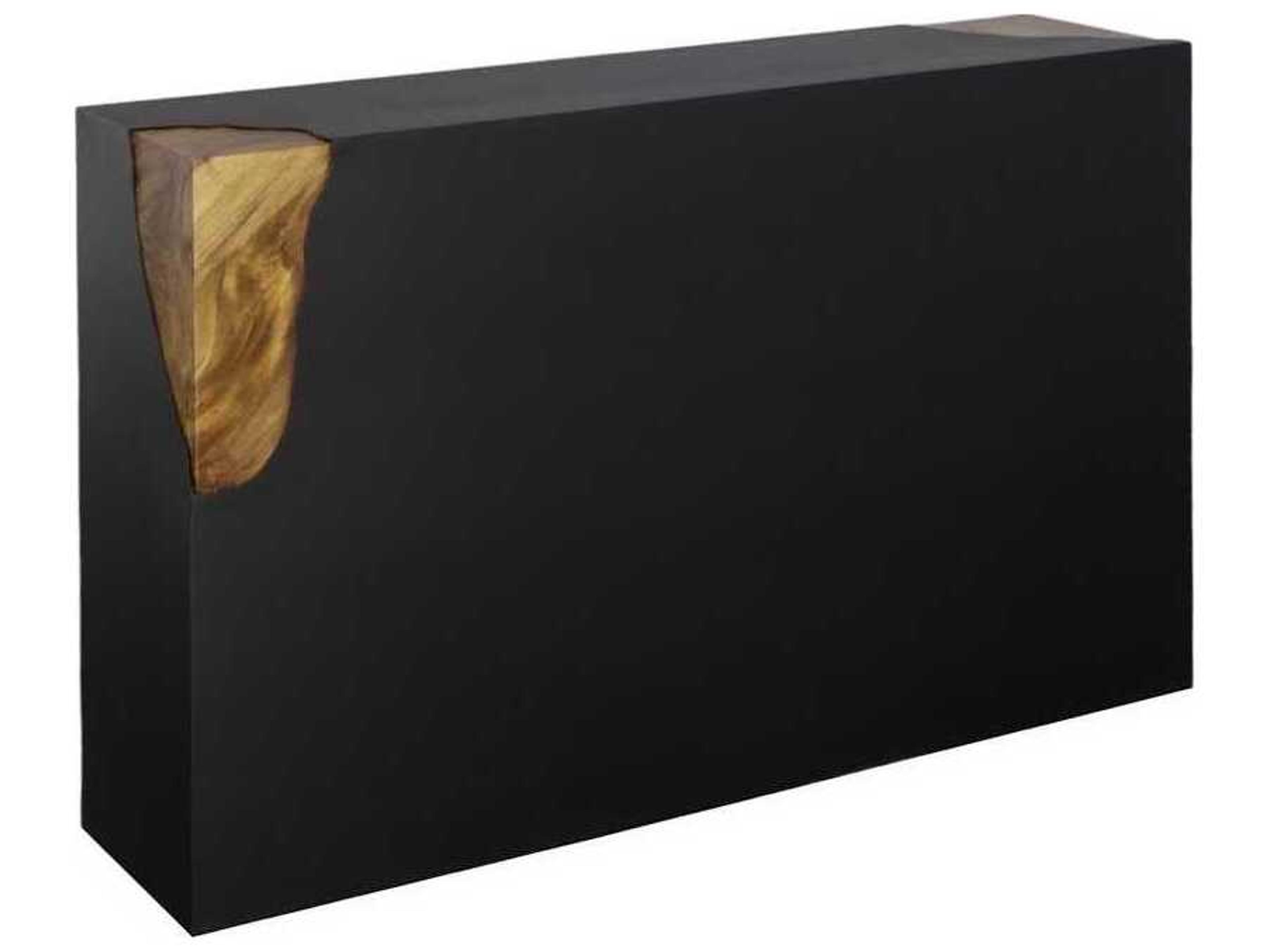 Phillips Collection Cornered Rectangular Metal Natural Black Brown Console Table