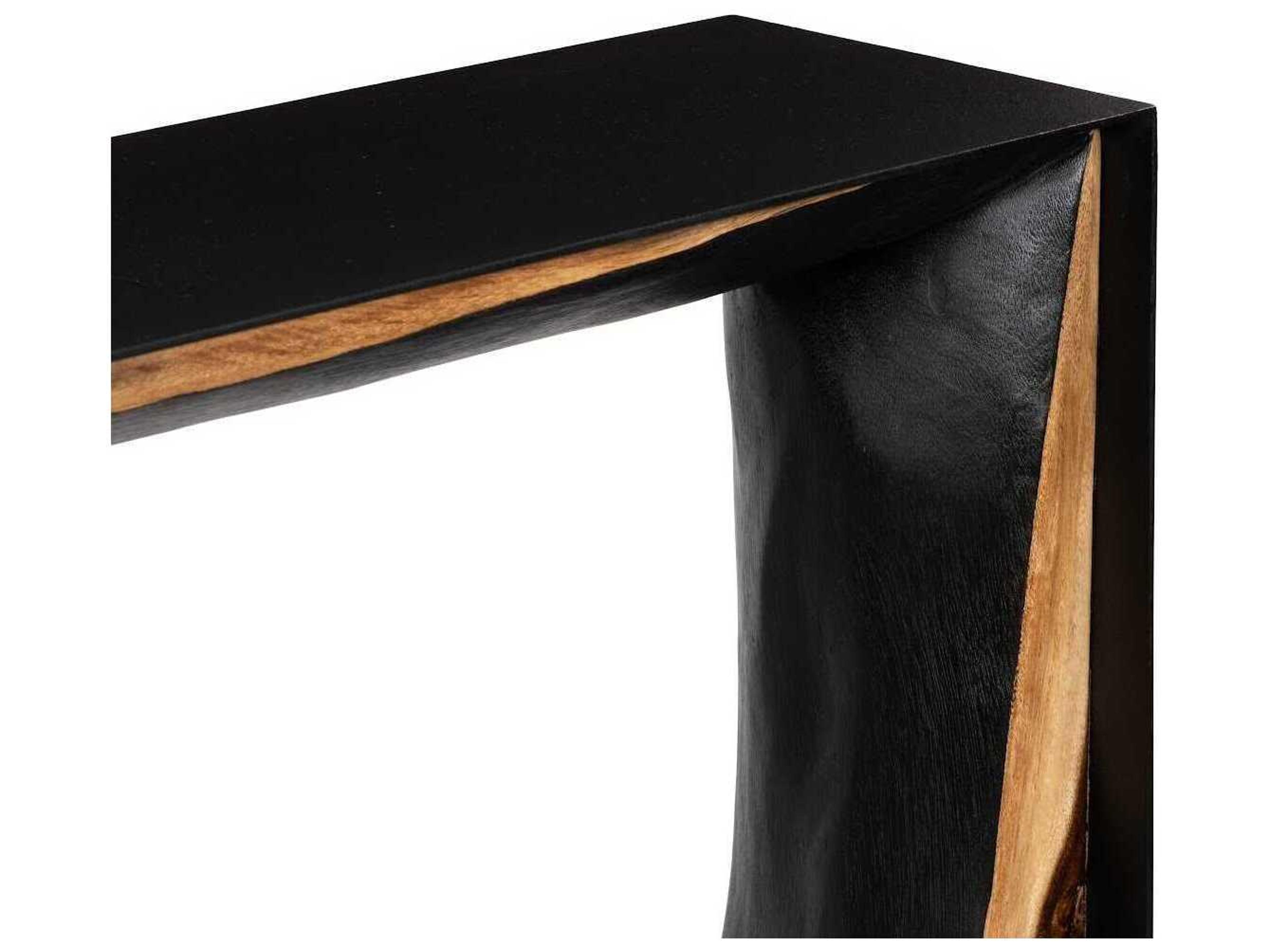 Phillips Collection Framed Waterfall Rectangular Metal Natural Brown Black Console Table