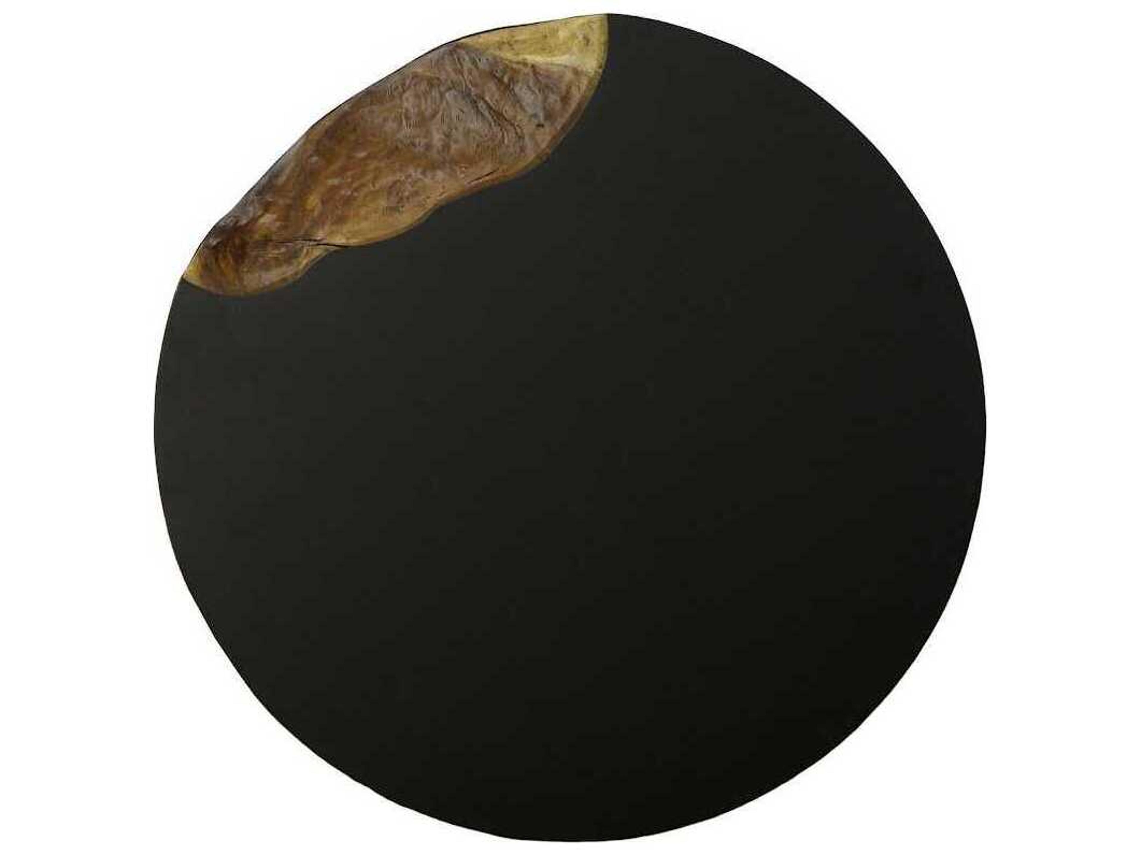 Phillips Collection Cornered Round Metal Natural Black Brown Coffee Table