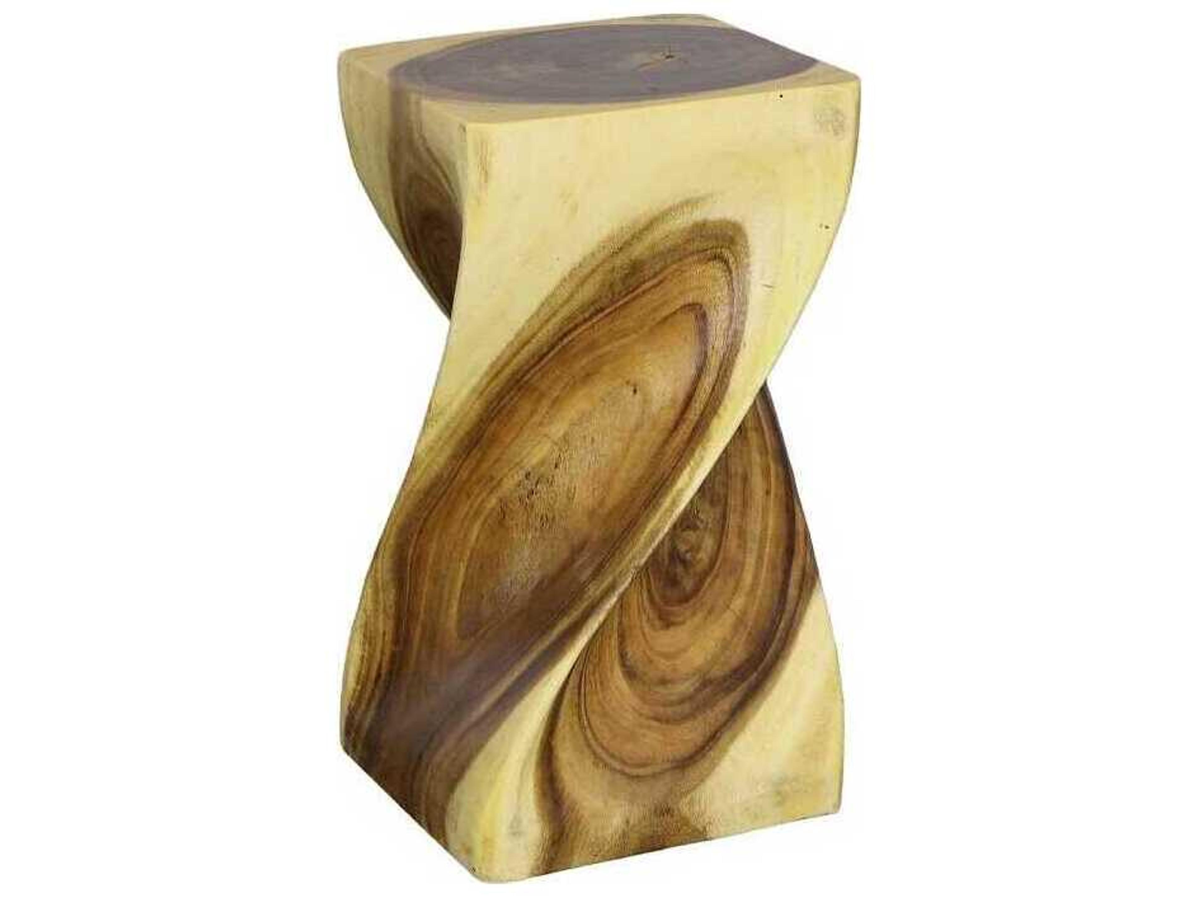 Origins Twist Square Wood Natural Brown End Table