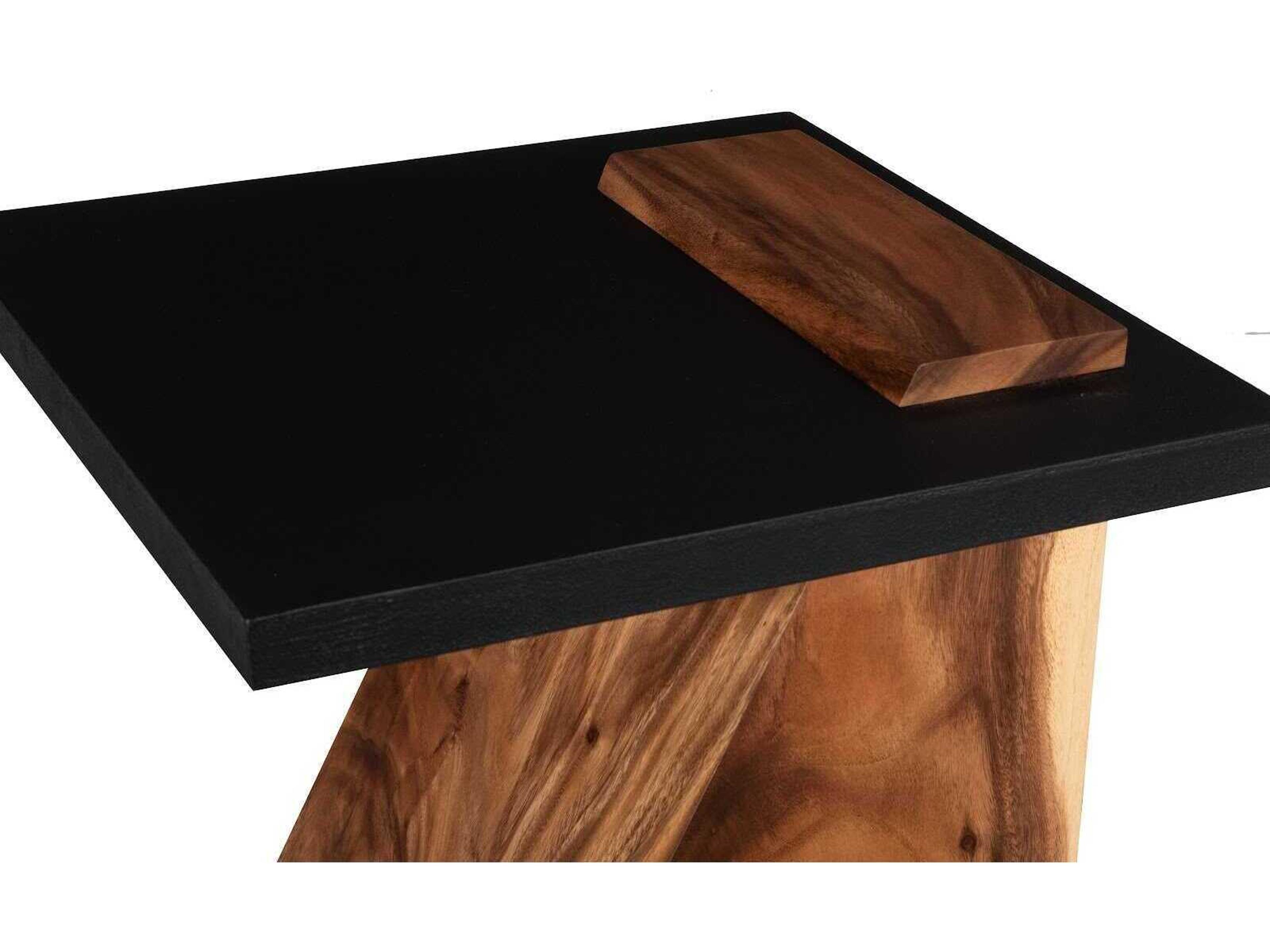 Phillips Collection Slant Square Metal Natural Black Brown End Table