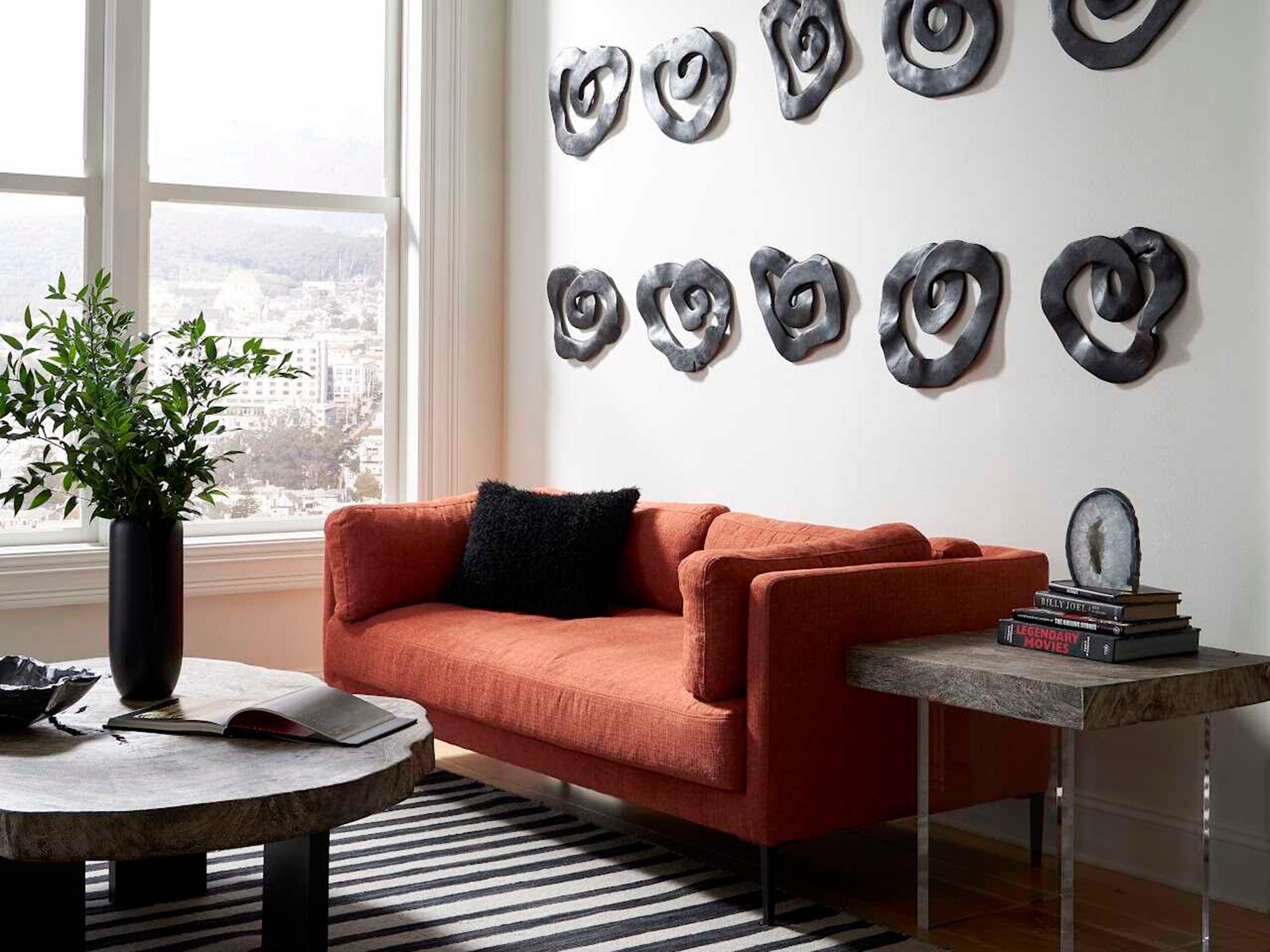 Phillips Collection Floating Wood Gray Stone Black Coffee Table