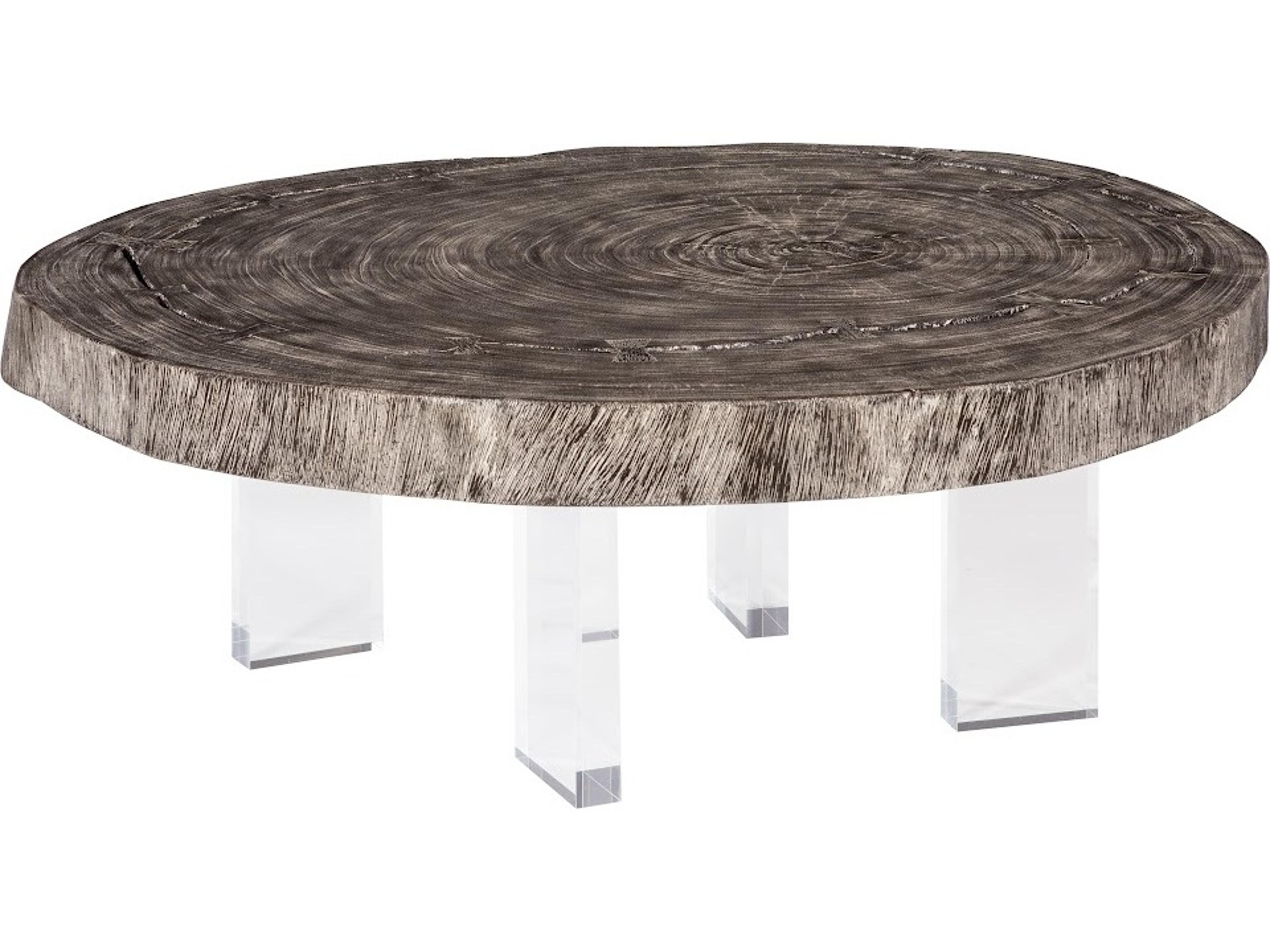 Floating Coffee Table On Acrylic Legs in Gray Stone in Size Varies