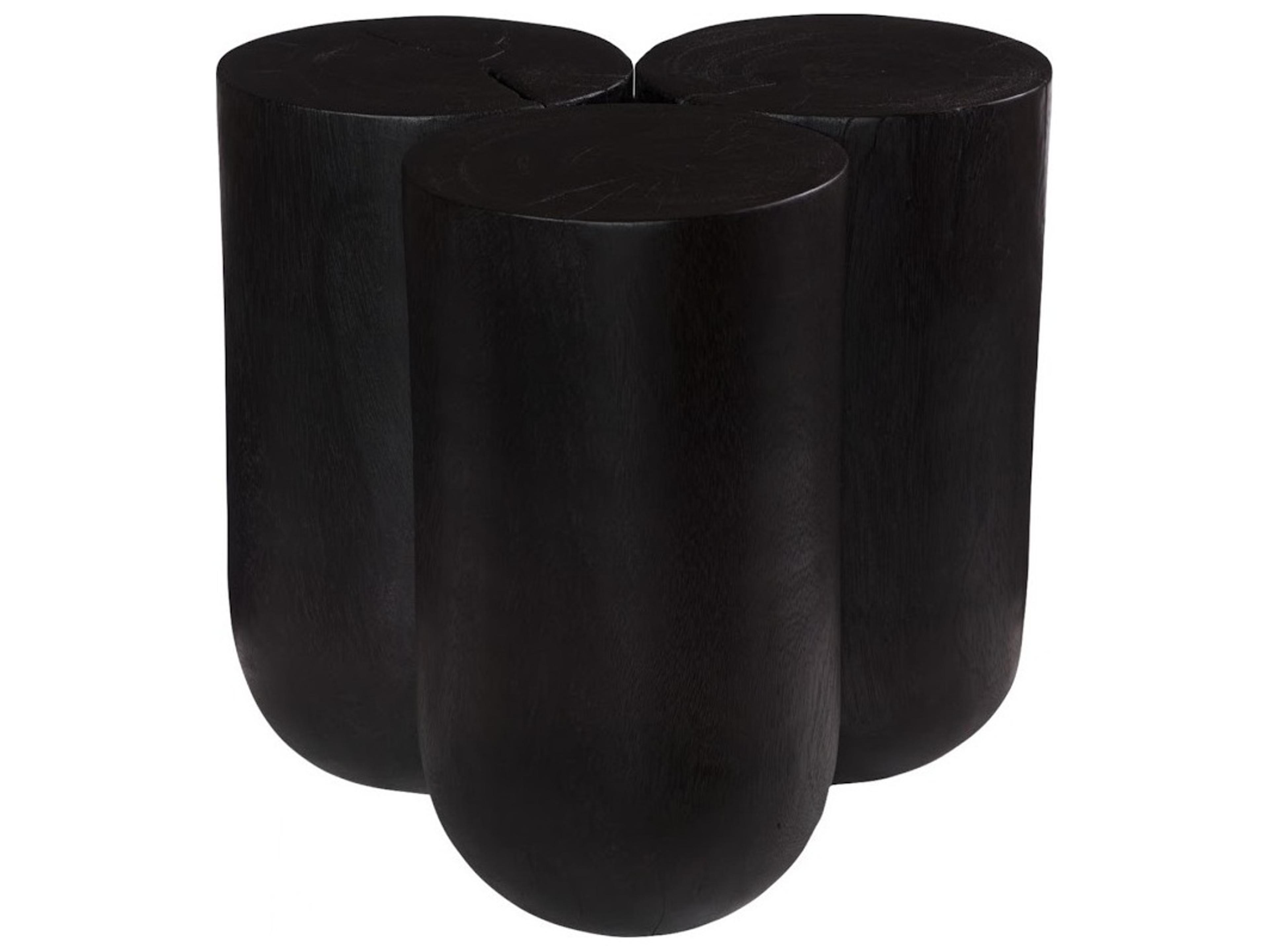 Round Wood Black End Table