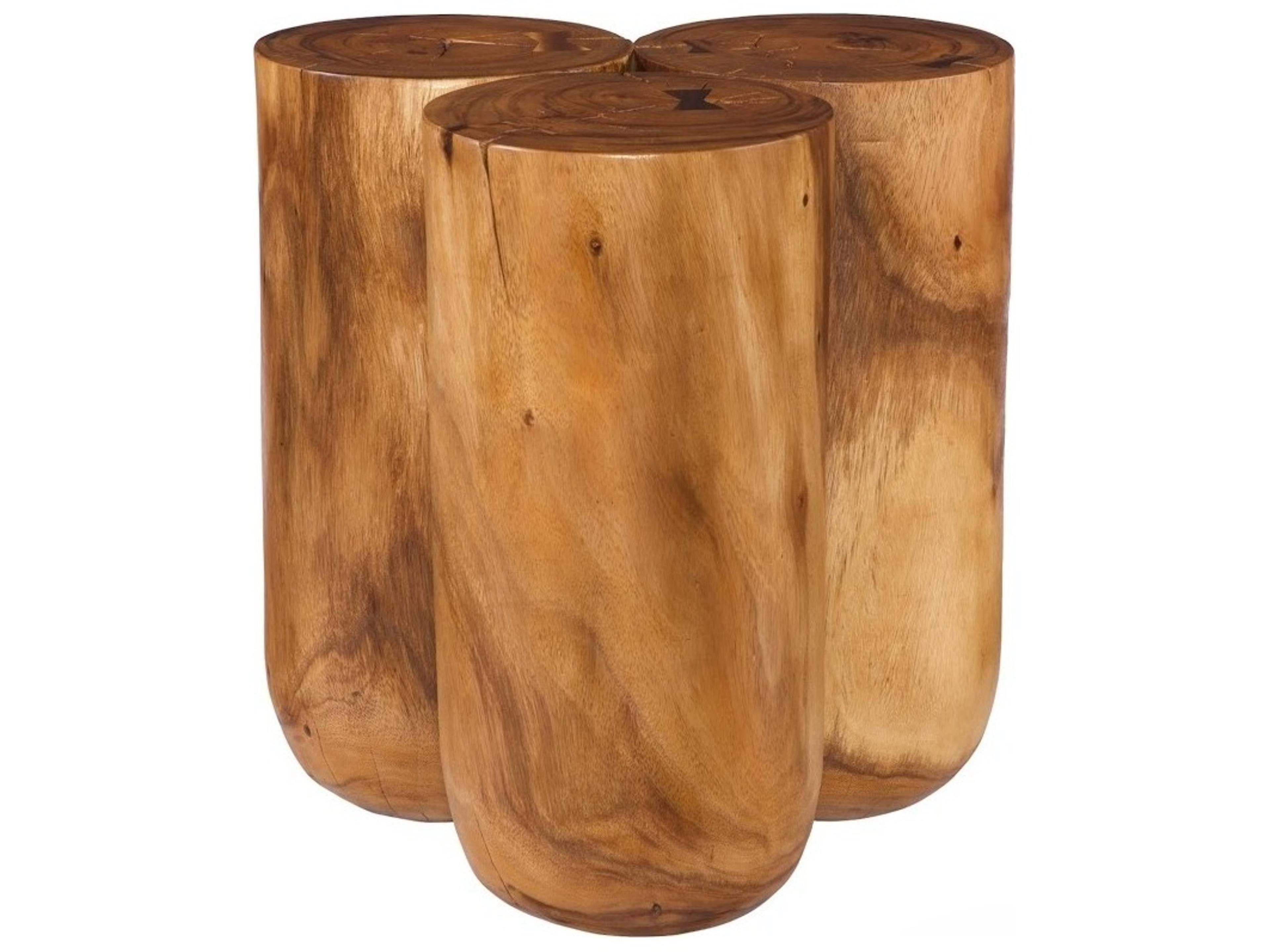 Round Wood Brown Natural End Table