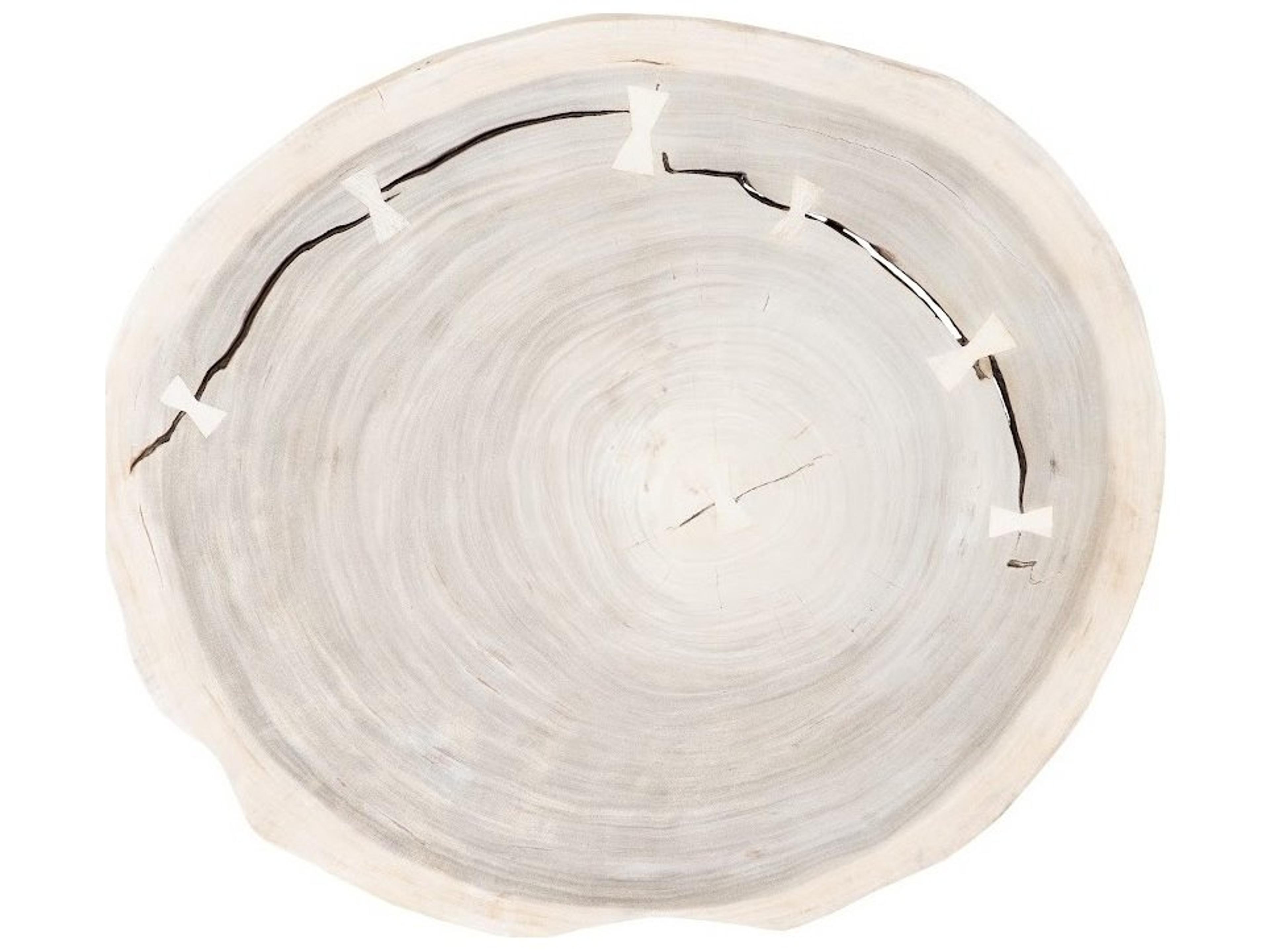 Phillips Collection Round Wood Clear Off White Bleached Coffee Table