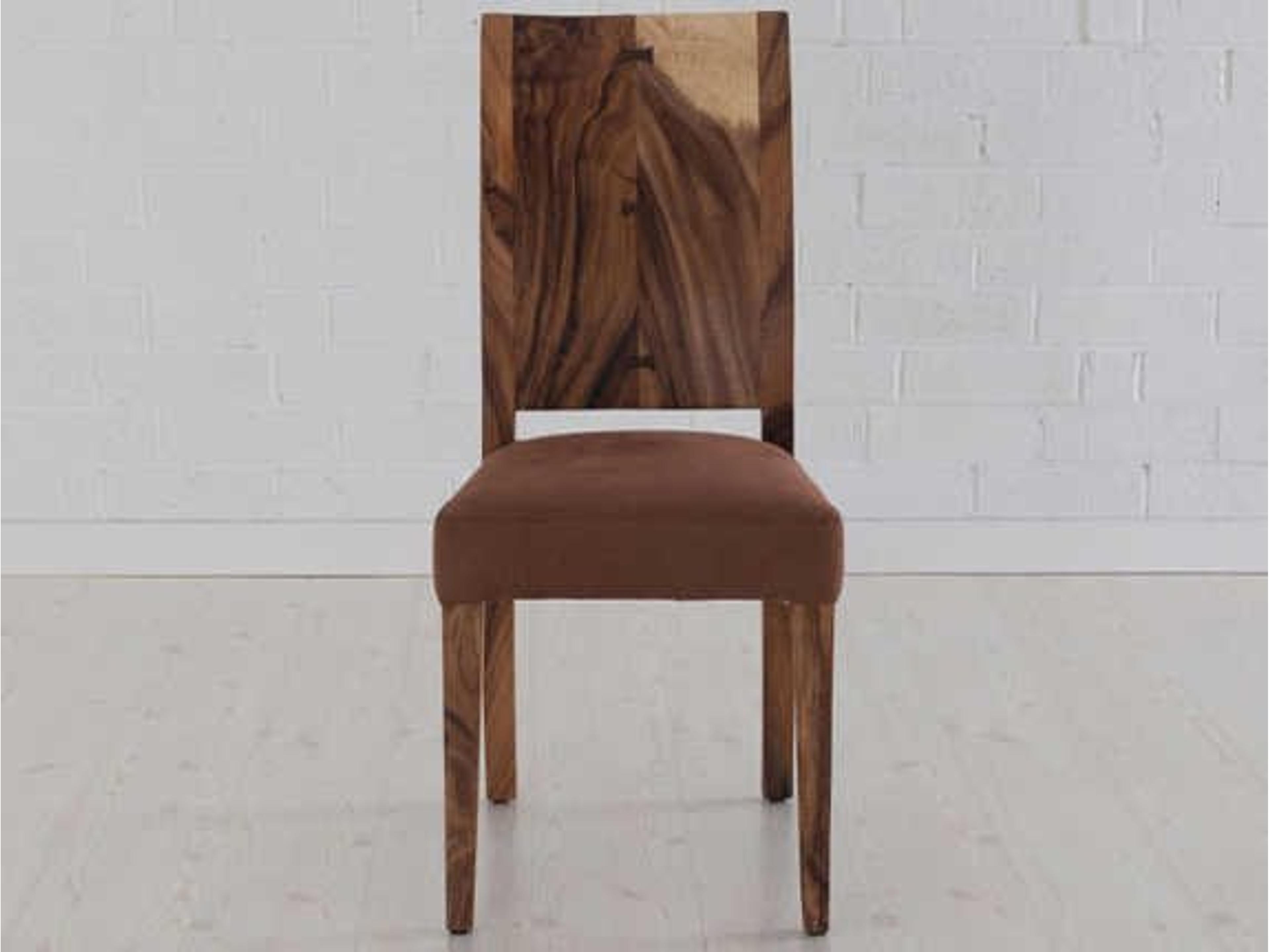 Phillips Collection Acacia Wood Natural Upholstered Side Dining Chair
