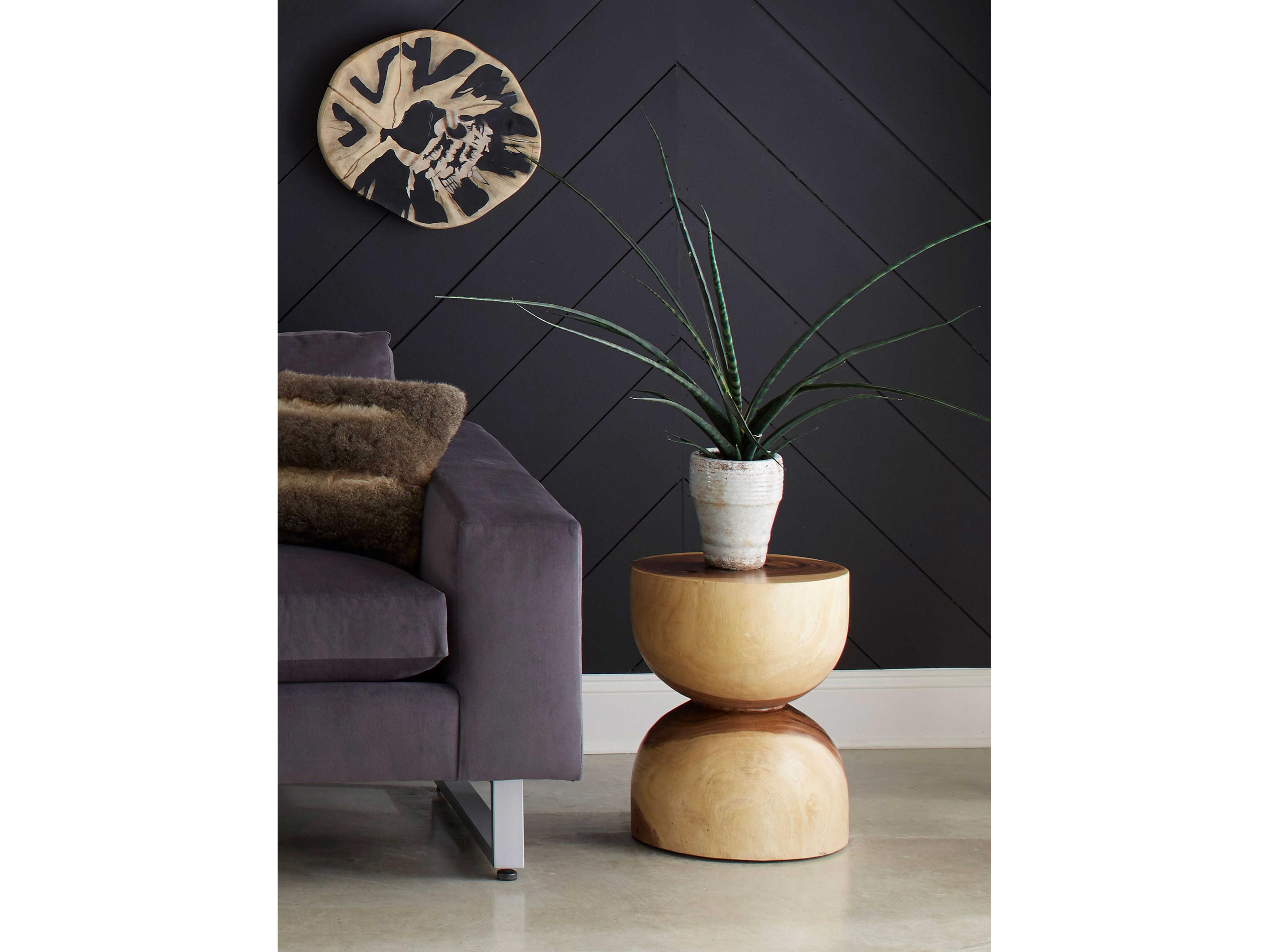 Phillips Collection Hourglass Round Wood Brown End Table