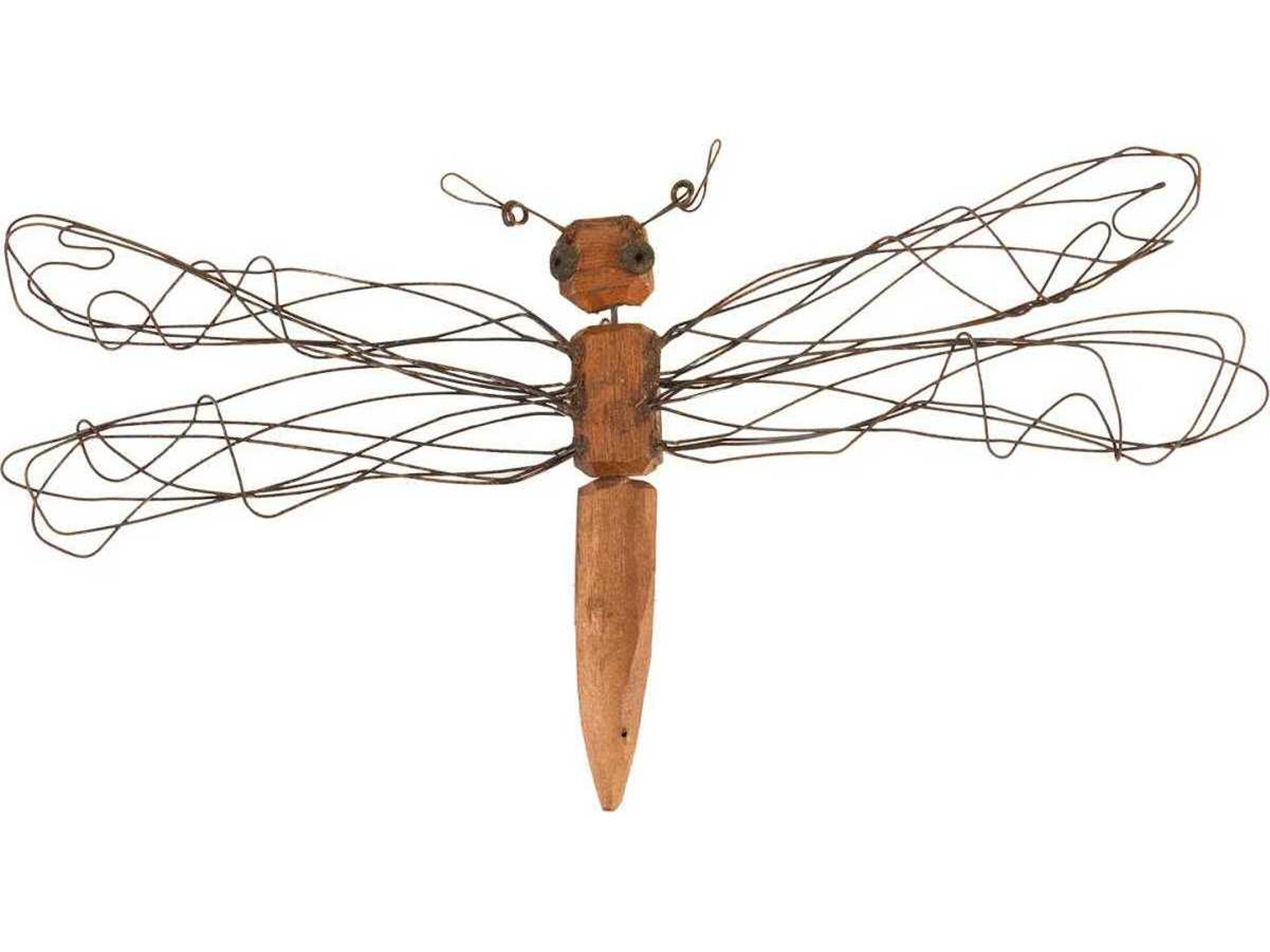 Wire Wing Dragonfly Small Metal Wall Art Wood