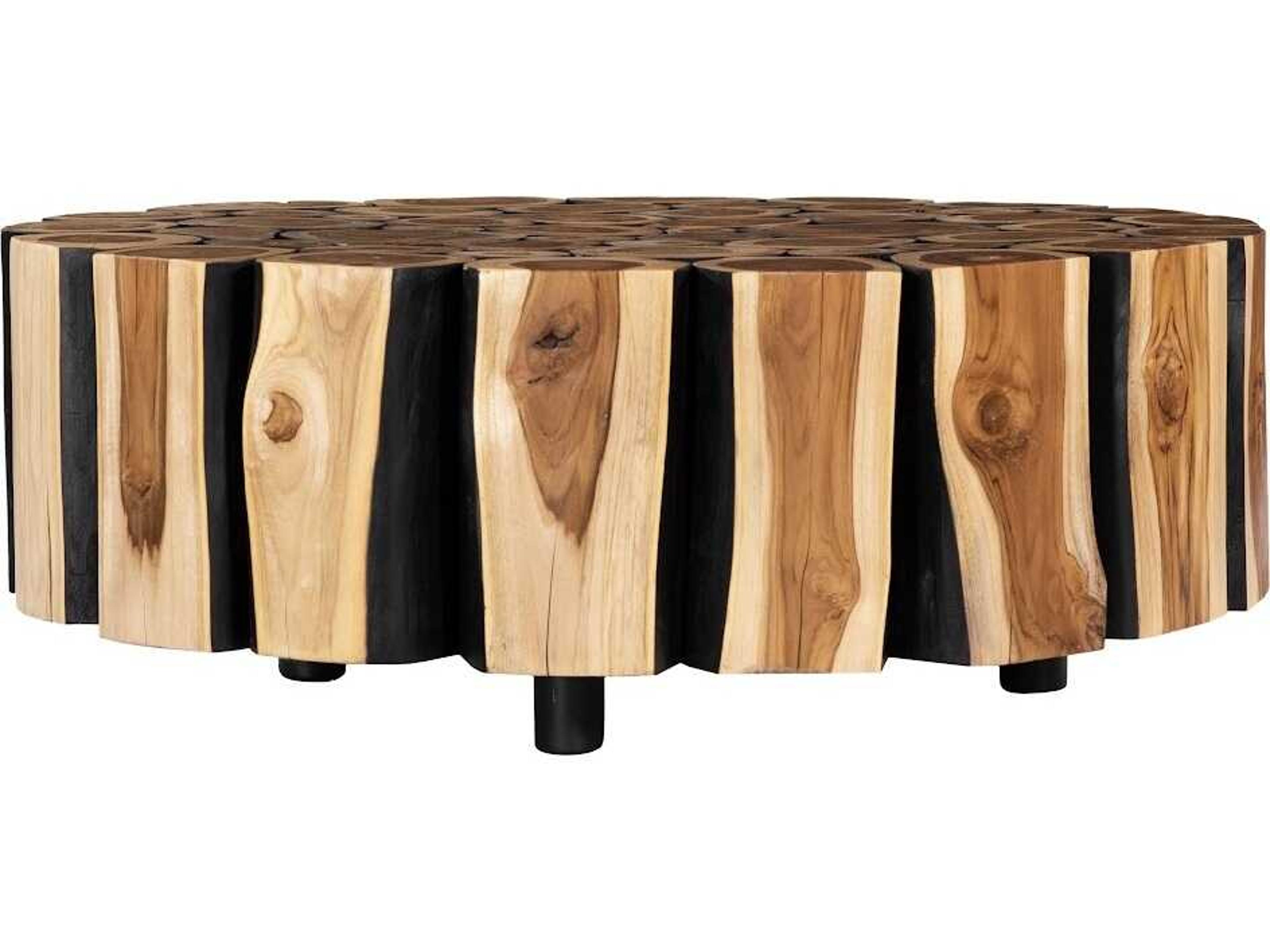 Phillips Collection Round Wood Natural Charred Coffee Table