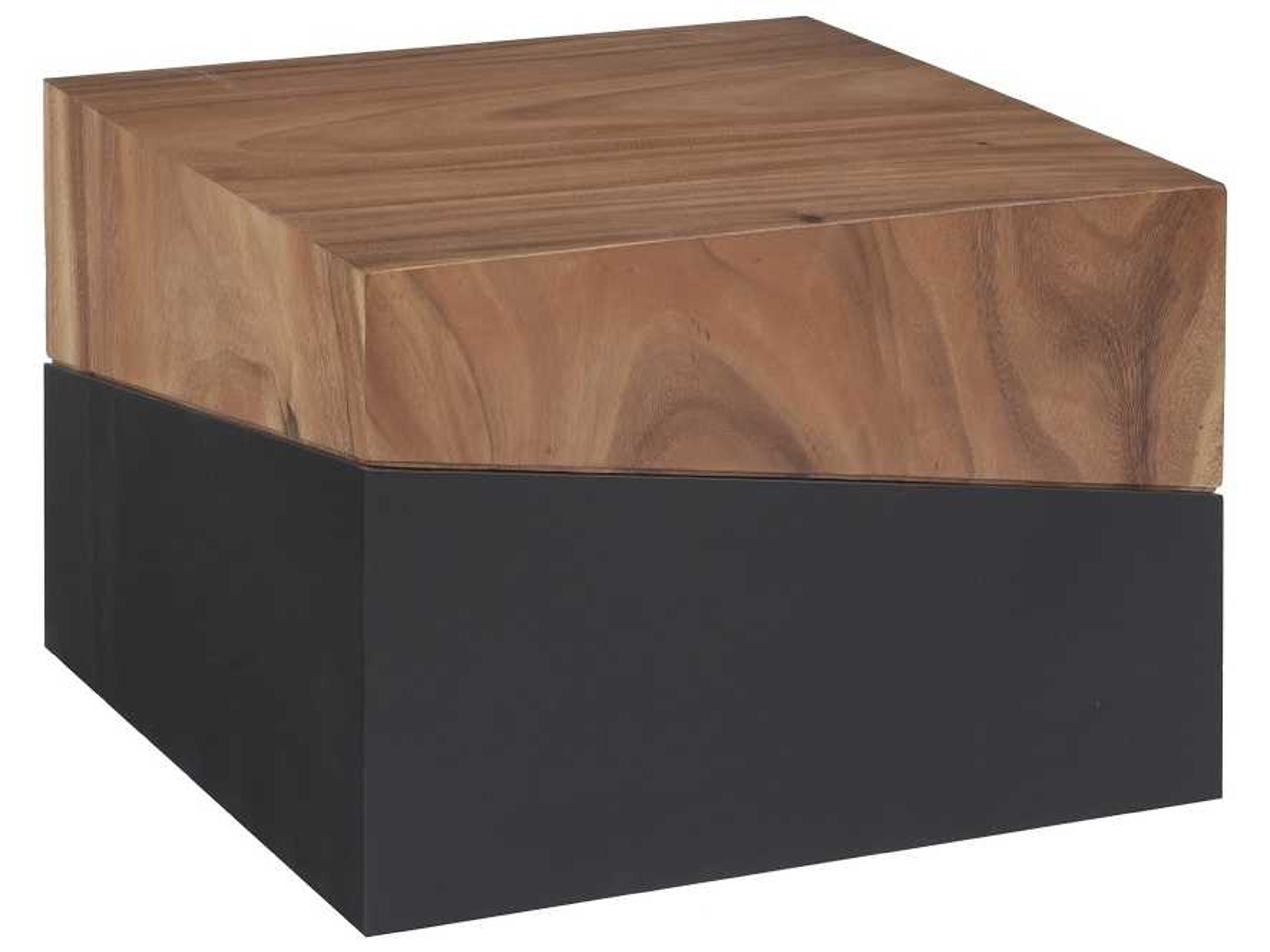 Phillips Collection Square Wood Natural Brown Black Coffee Table