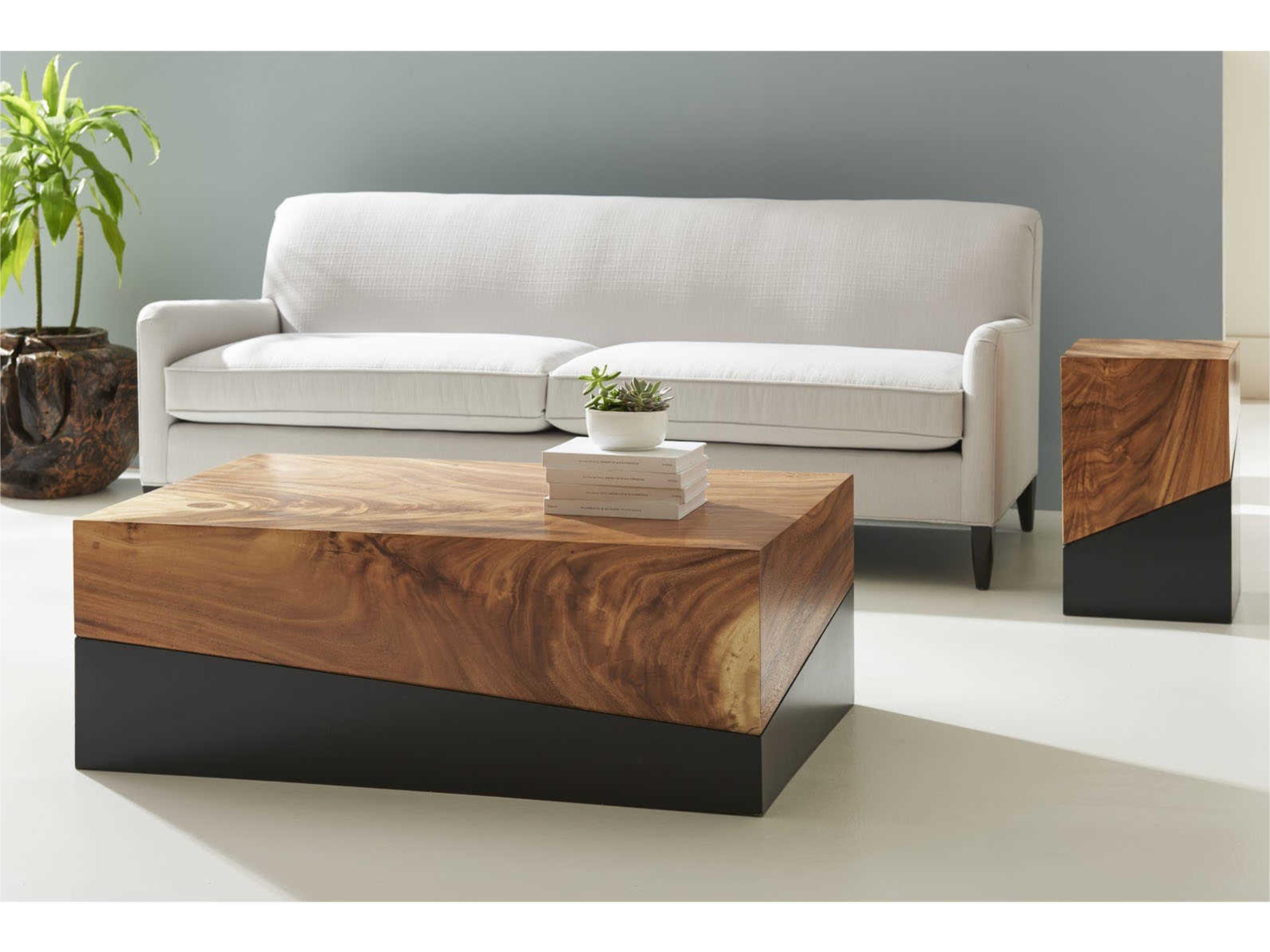 Phillips Collection Square Wood Natural Brown Black End Table