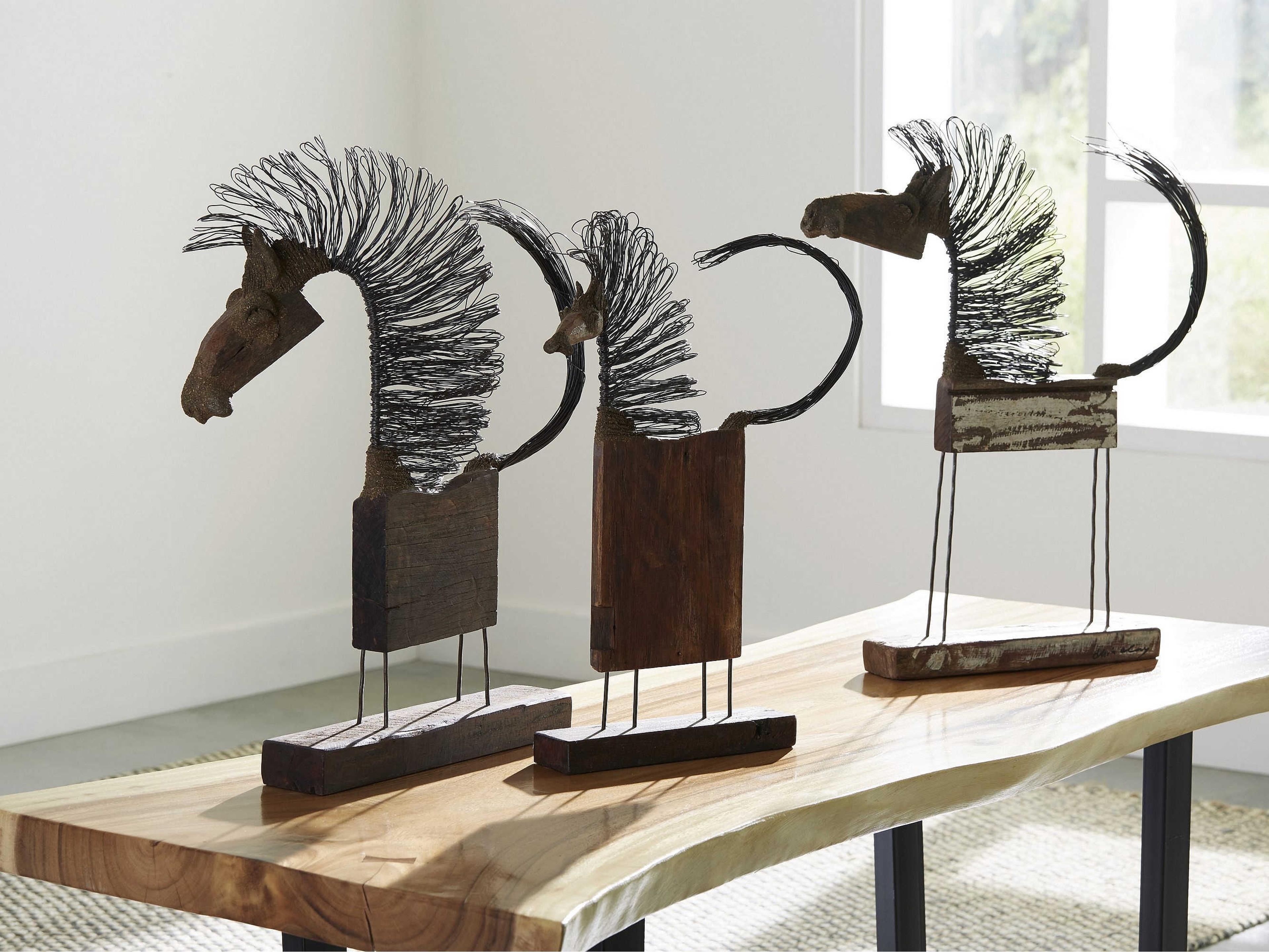 Phillips Collection Wire Horse Brown Black Sculpture