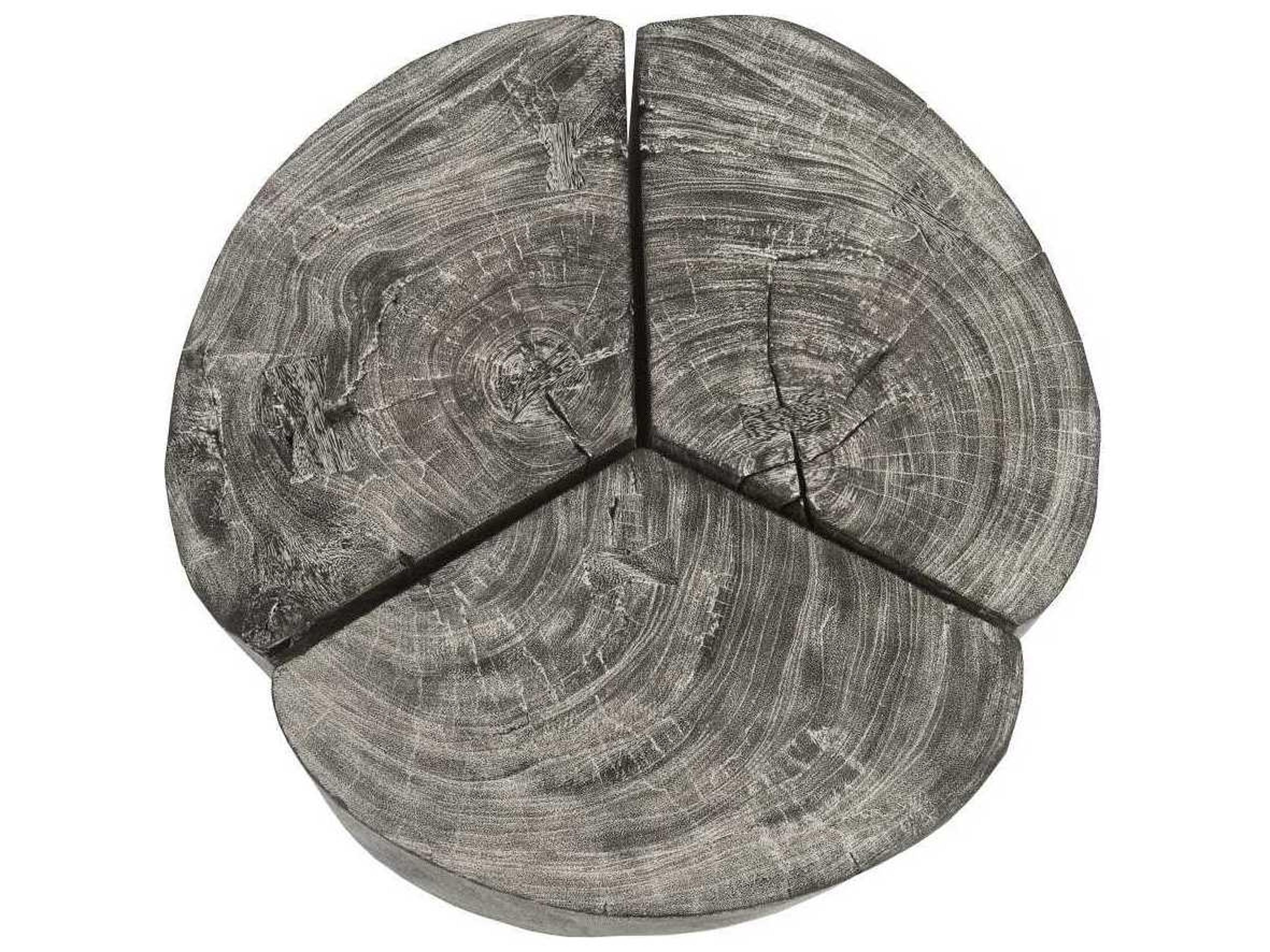 Phillips Collection Round Wood Grey Stone Coffee Table