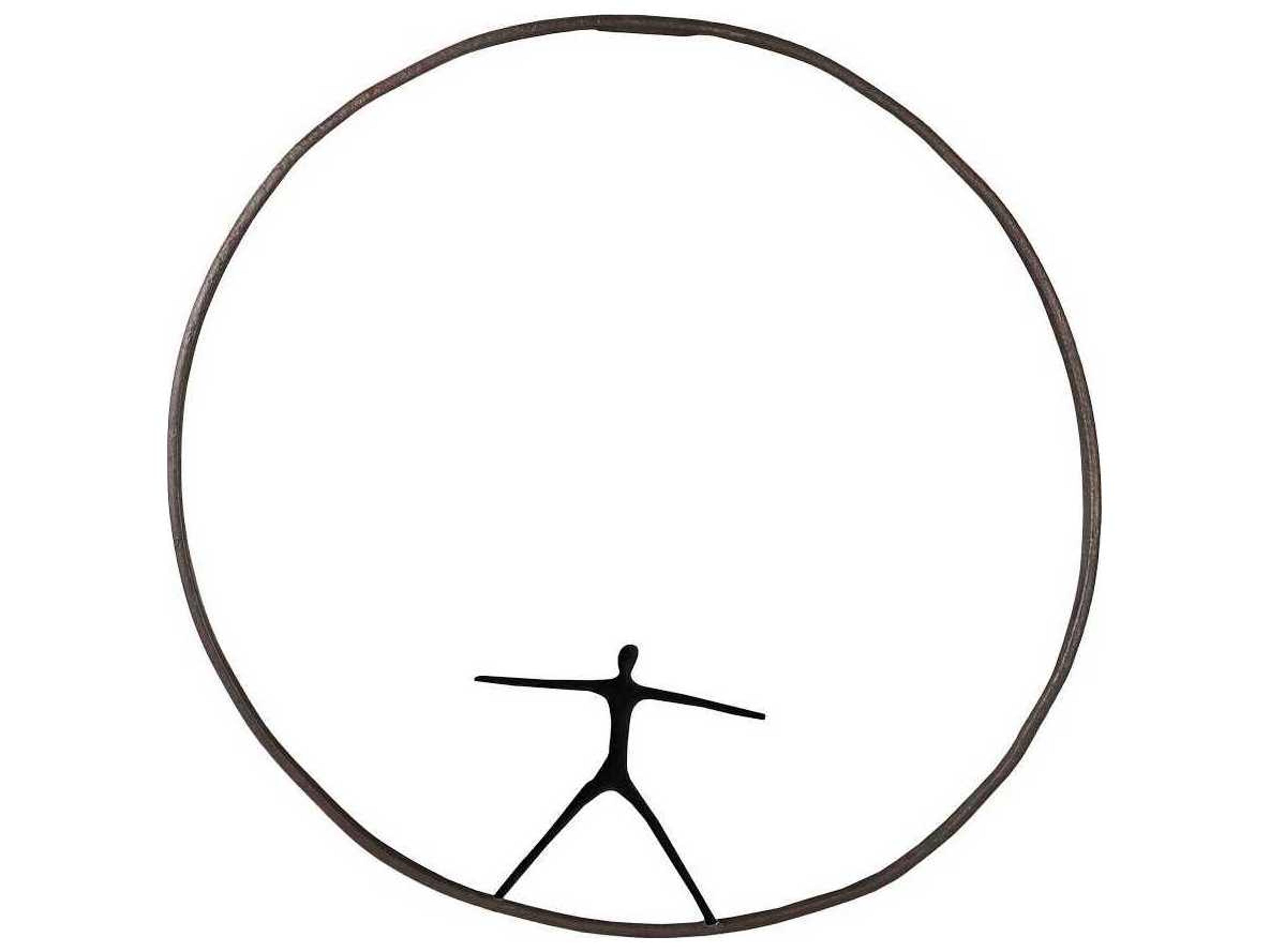 Olympic Figure in Iron Ring Black/Rust Metal Wall Art