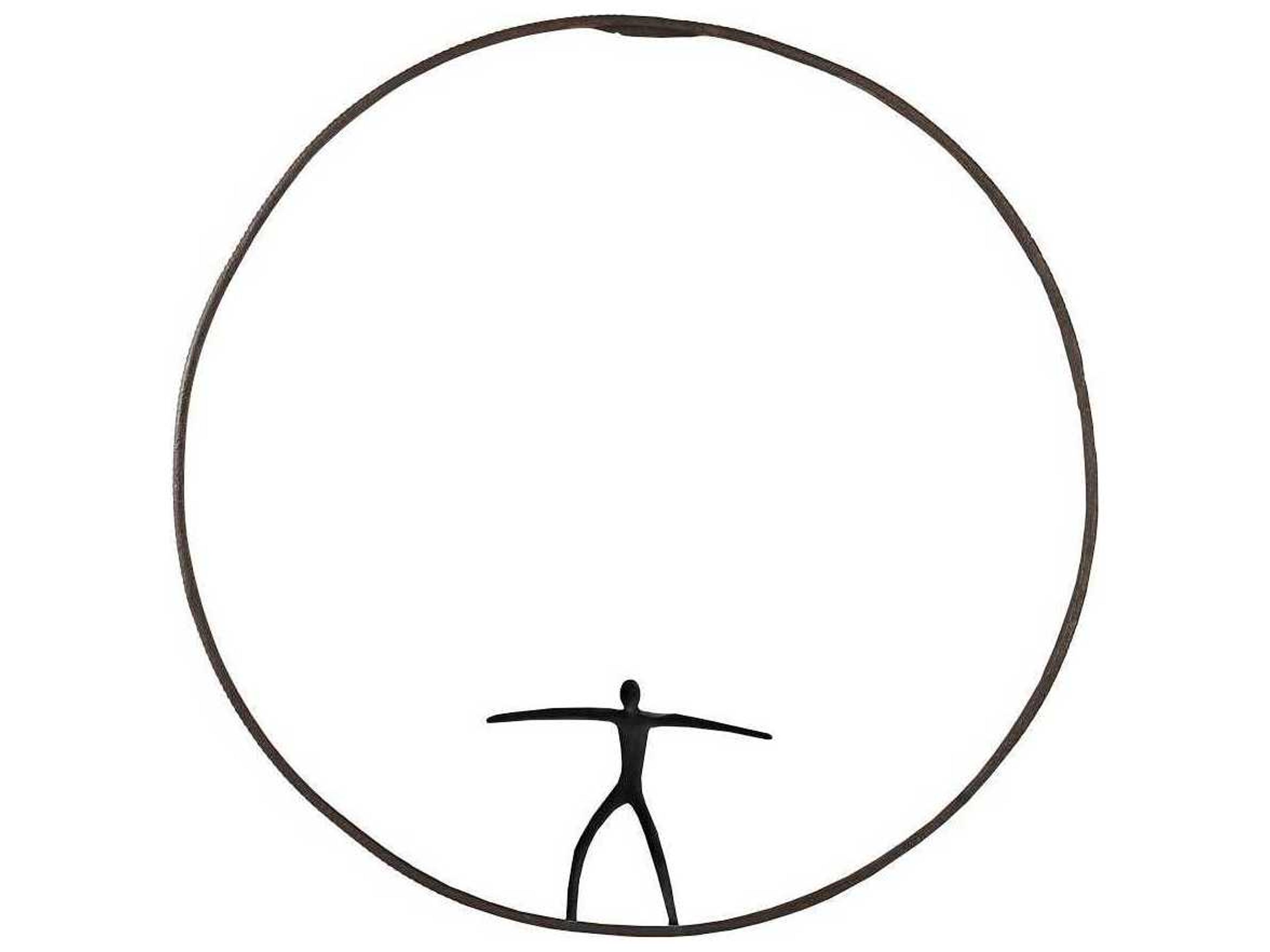 Olympic Figure in Iron Ring Black/Rust Metal Wall Art