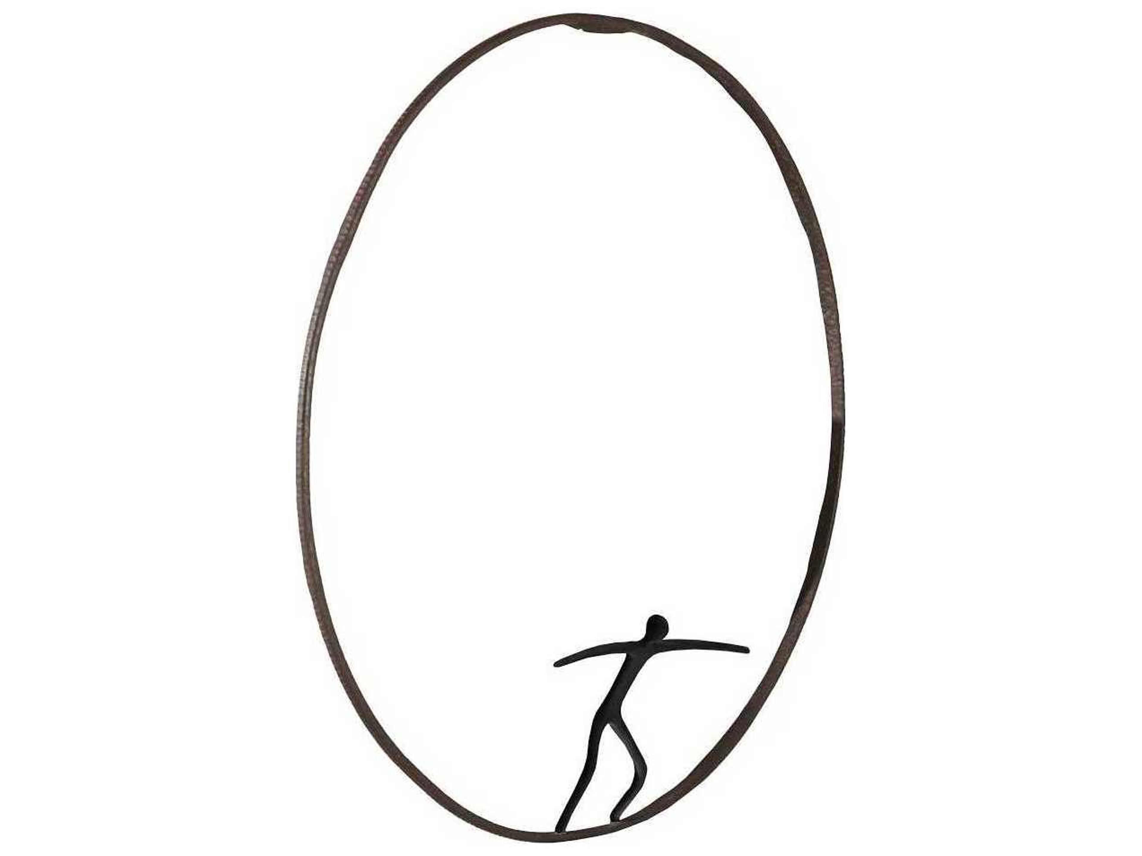 Phillips Collection Olympic Figure in Iron Ring Black/Rust Metal Wall Art