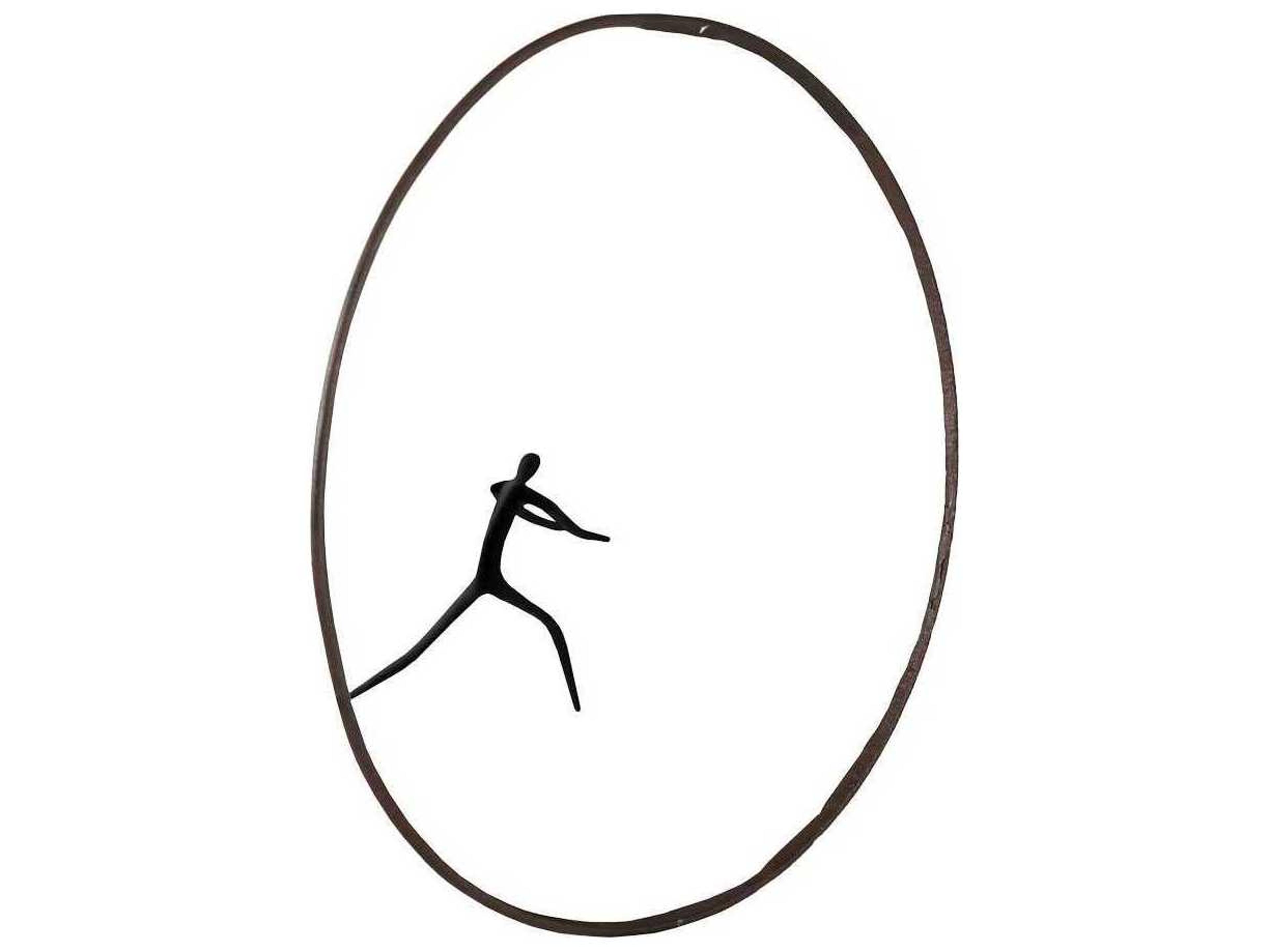 Phillips Collection Olympic Figure in Iron Ring Black/Rust Metal Wall Art