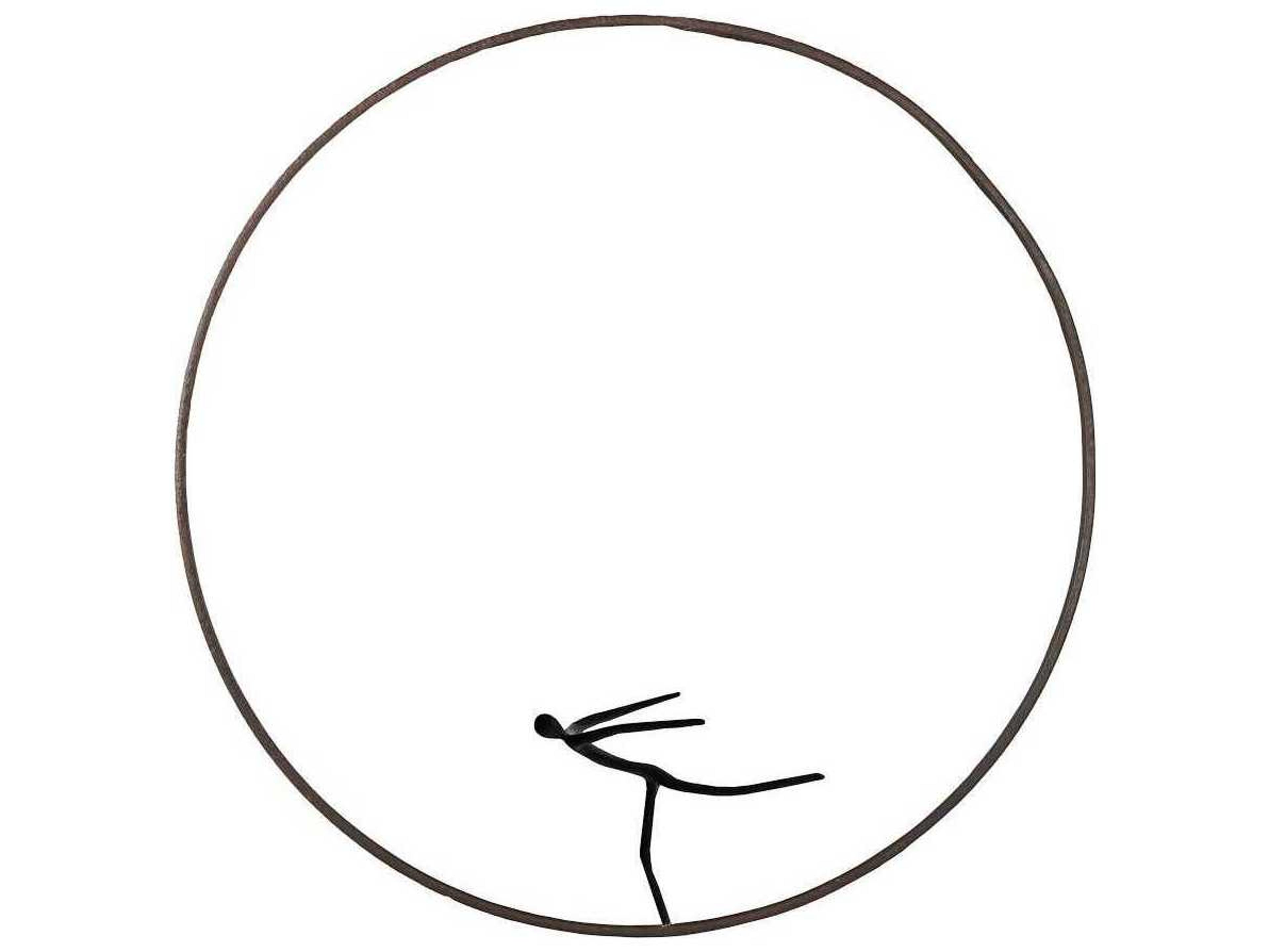 Olympic Figure in Iron Ring Black/Rust Metal Wall Art