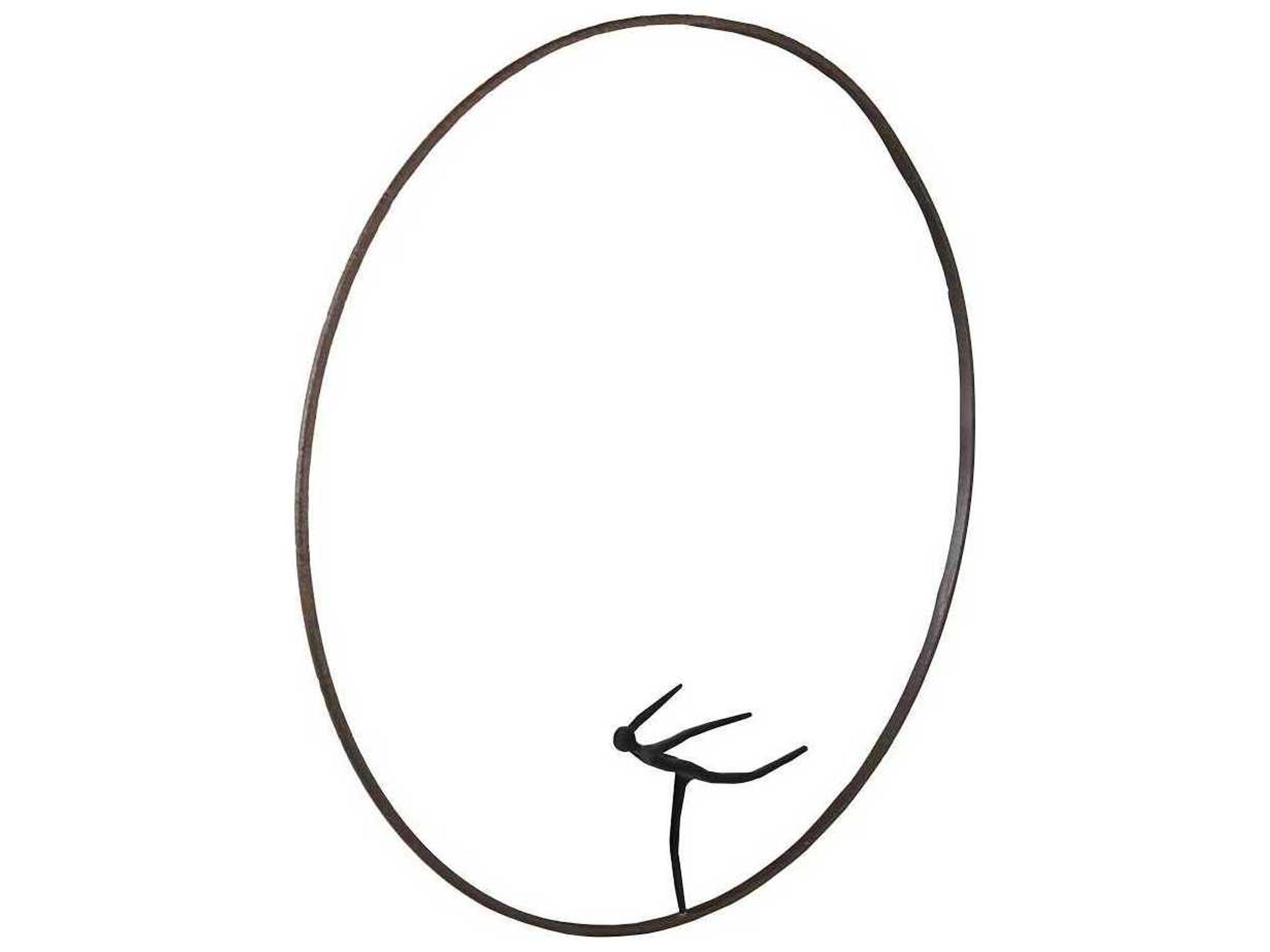 Phillips Collection Olympic Figure in Iron Ring Black/Rust Metal Wall Art