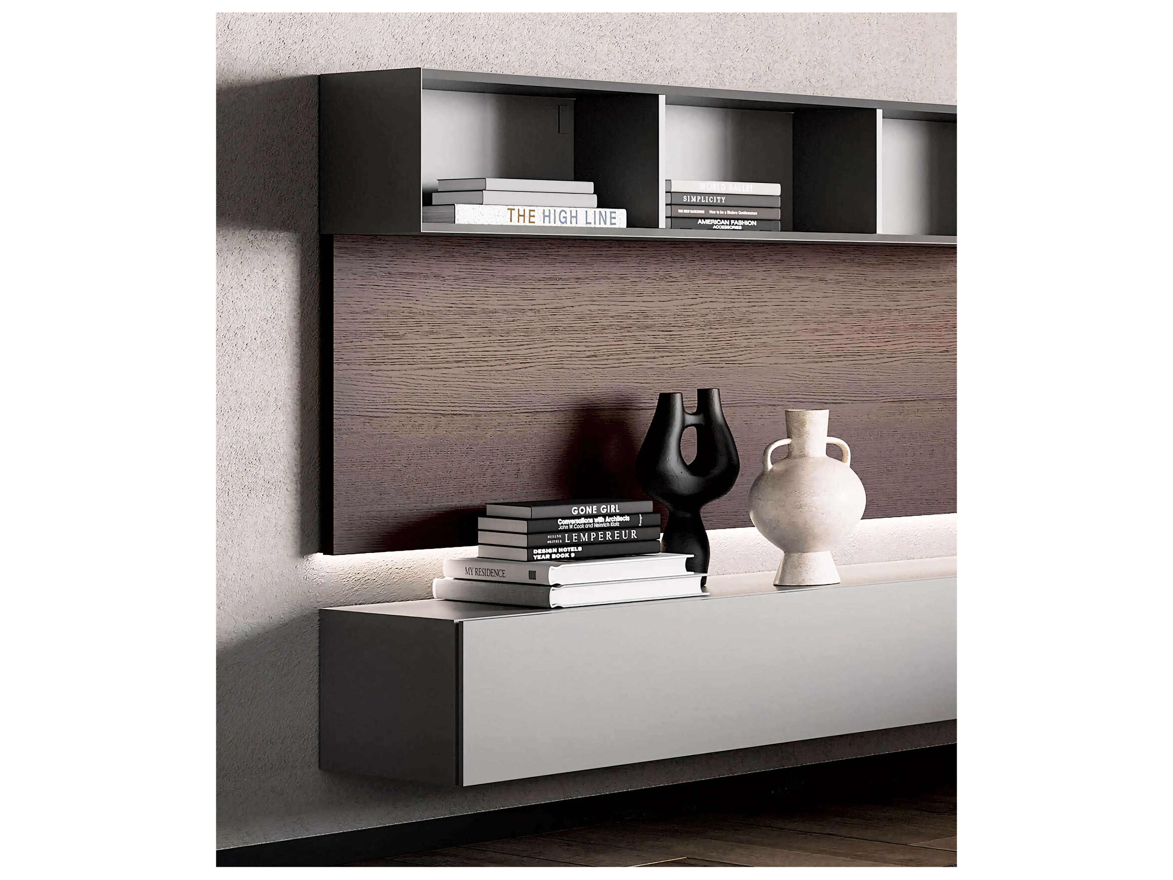 Pianca People 118" Burnt Oak Grey Media Console