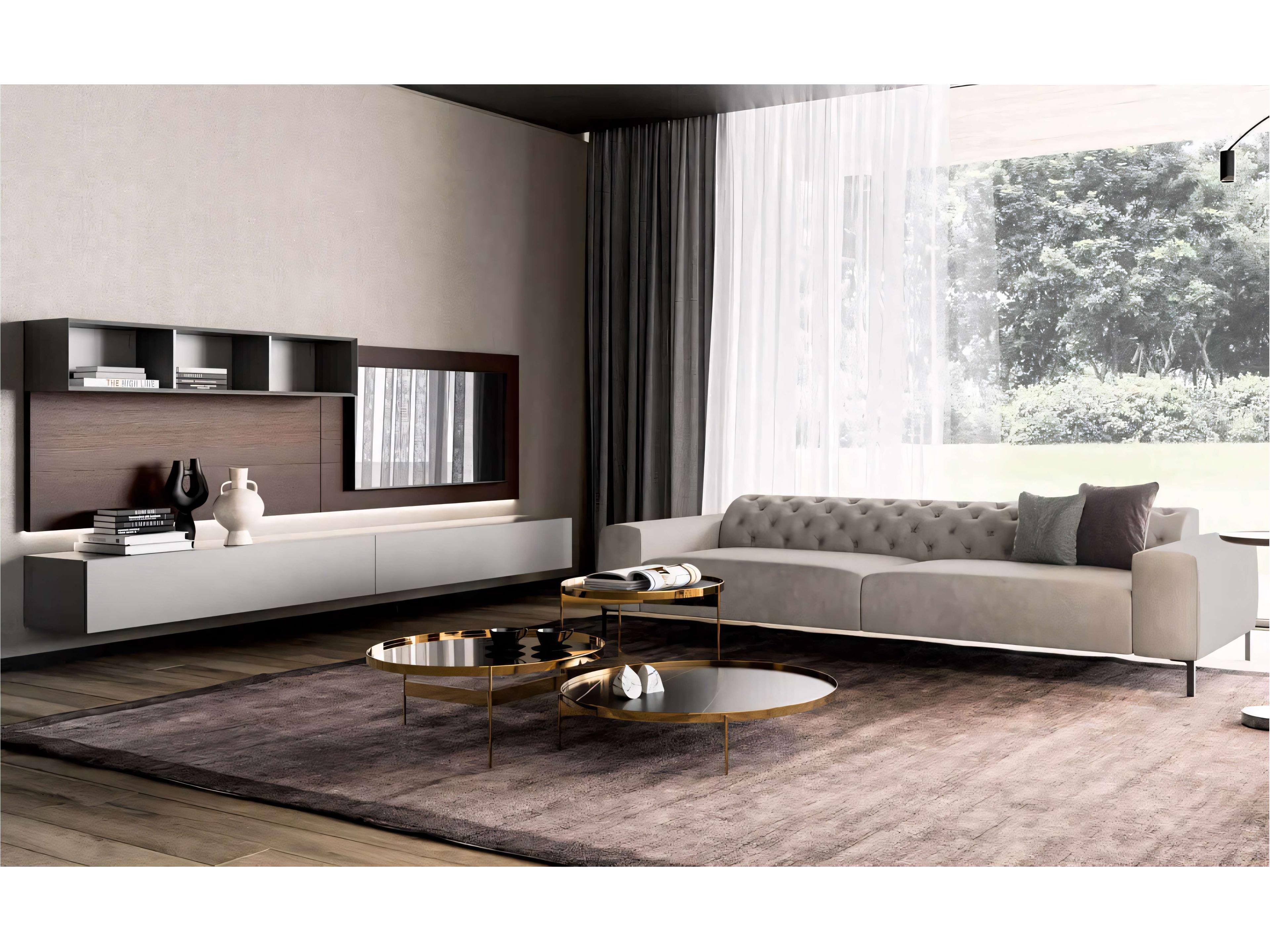 Pianca People 118" Burnt Oak Grey Media Console