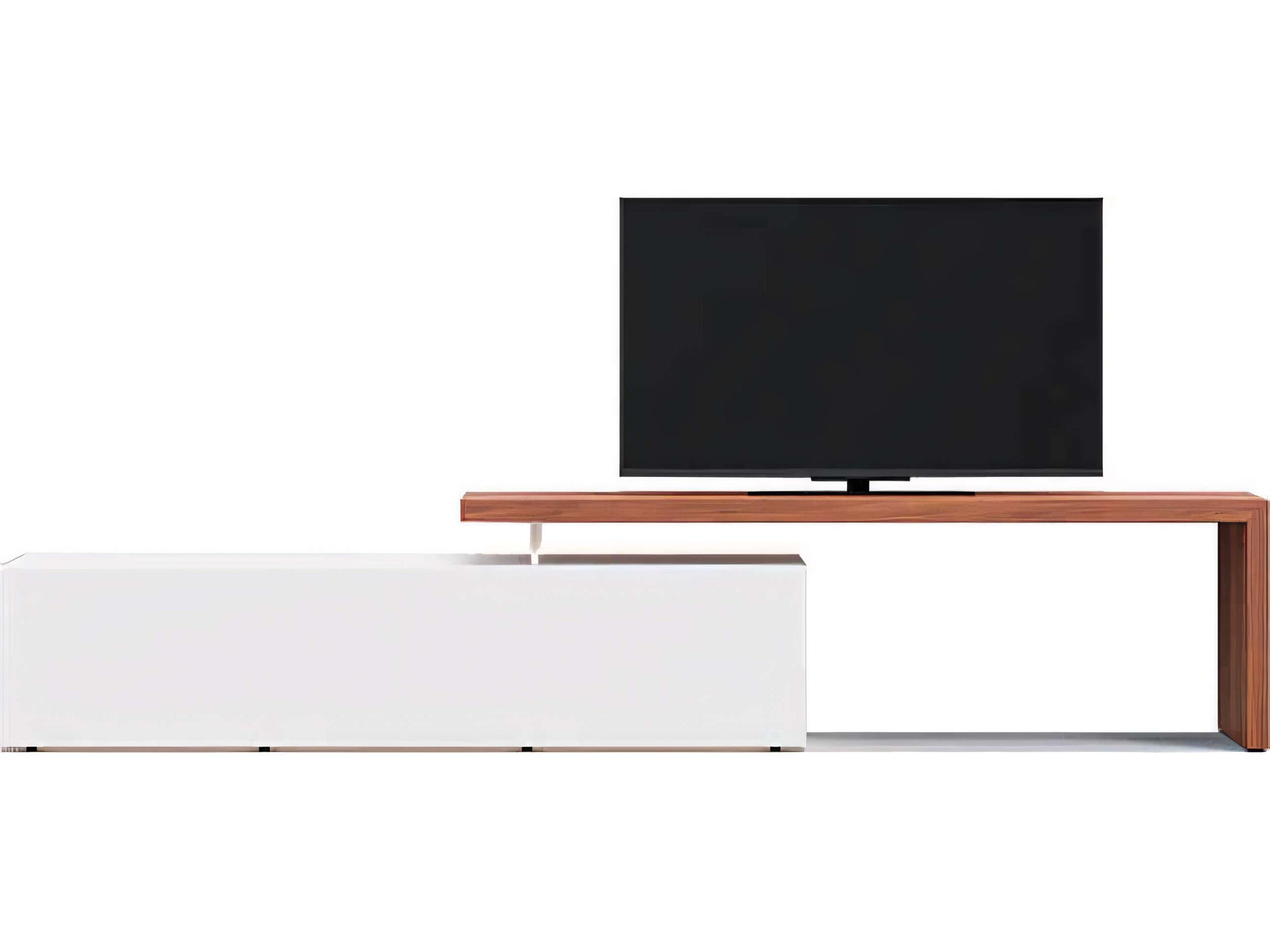Domoino 111" Walnut Wood White Media Console