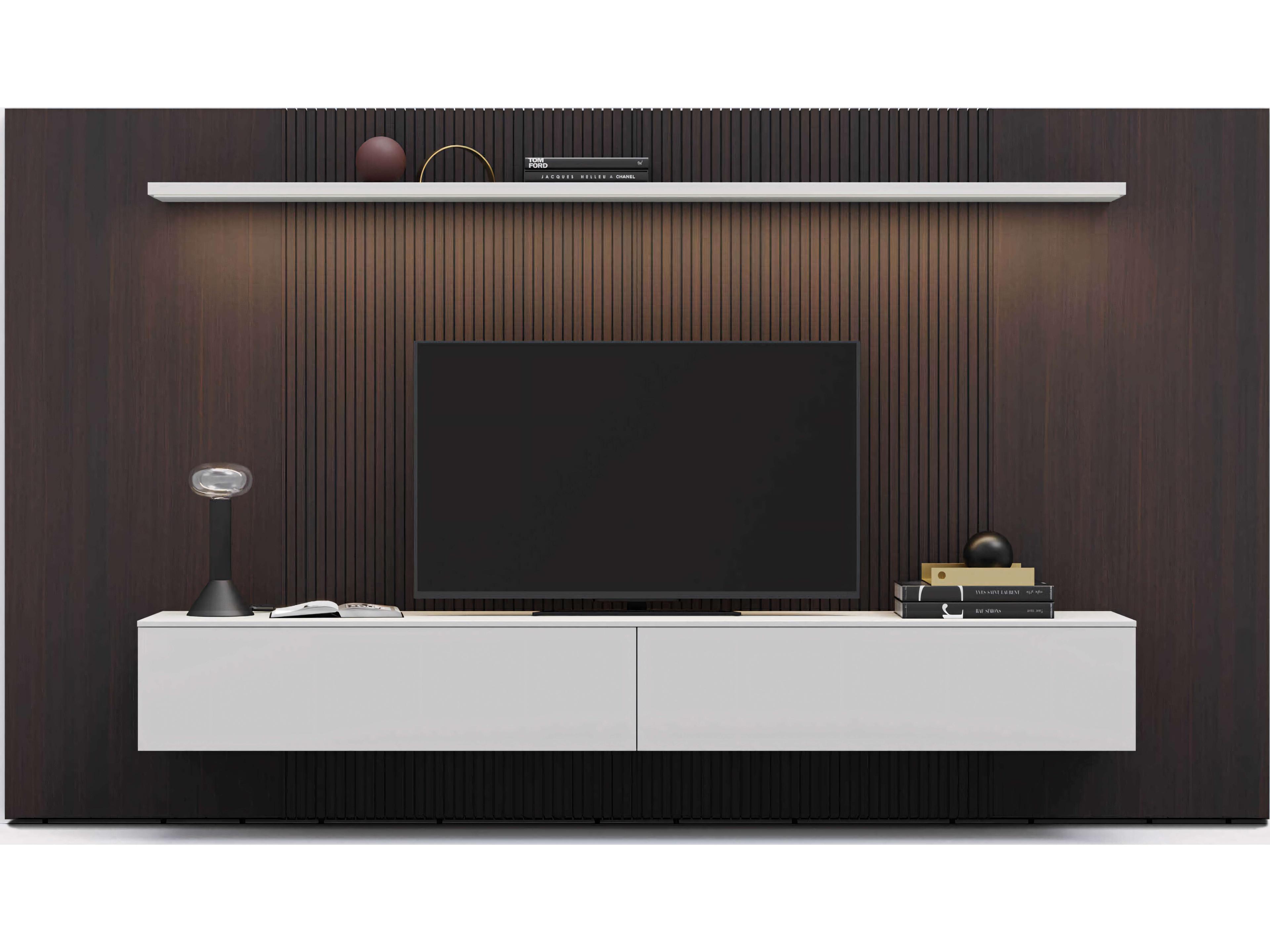 Spazio 149" Oak Wood Burnt Grey Media Console